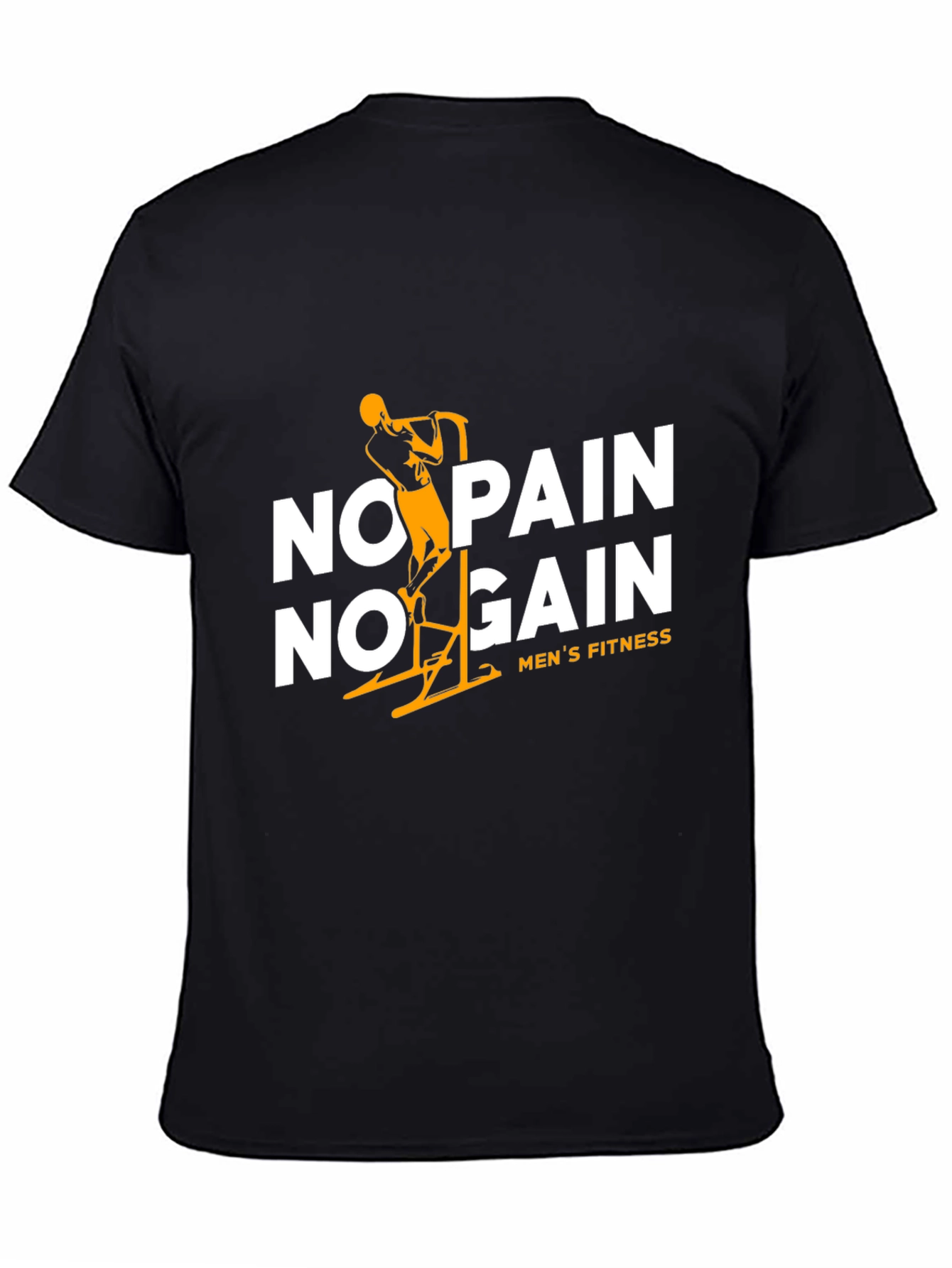Black No Pain No Gain Men's Fitness Black T-Shirt view 4
