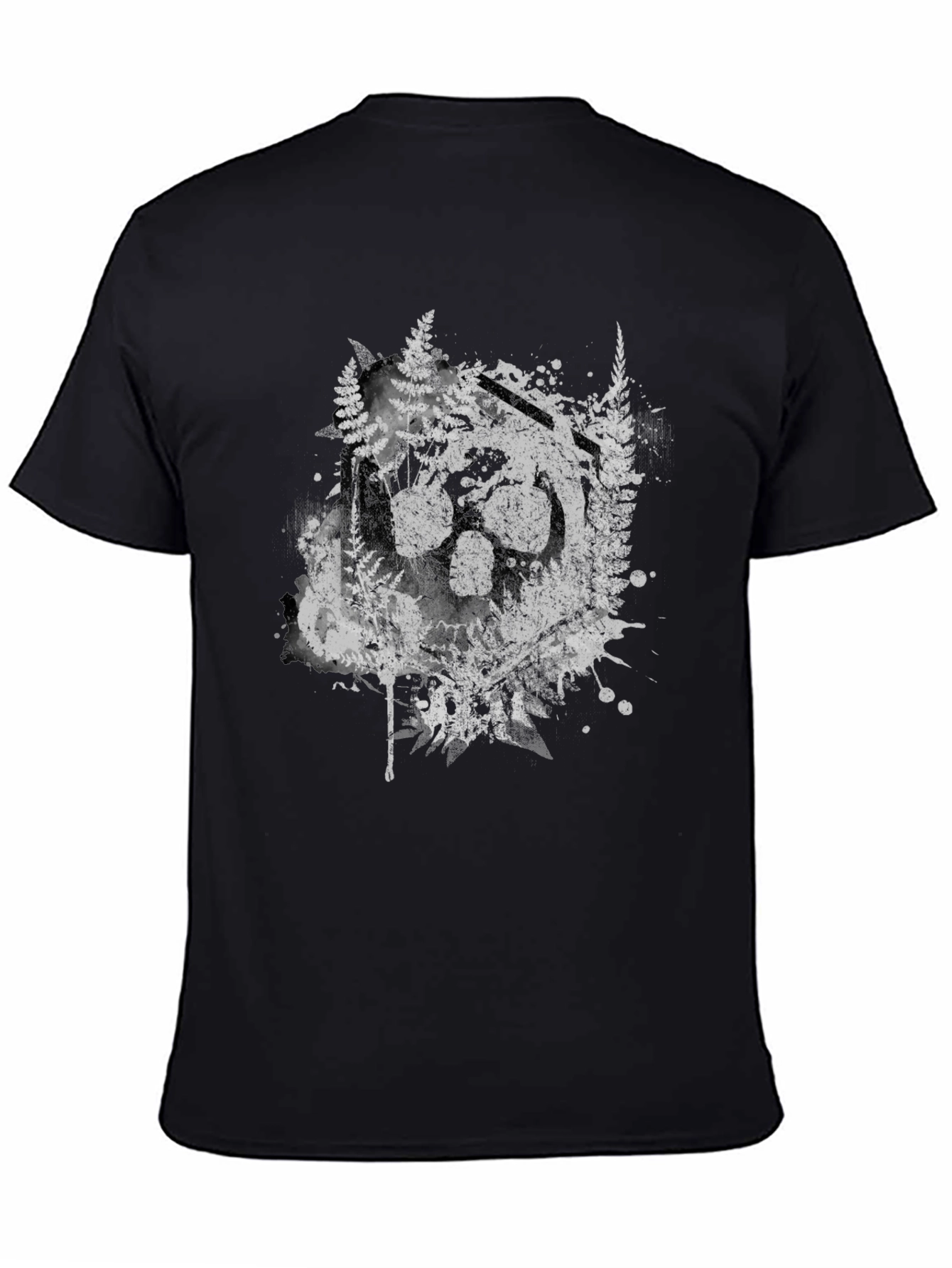 Black Nature Wolf Paw Print Graphic T-Shirt view 4