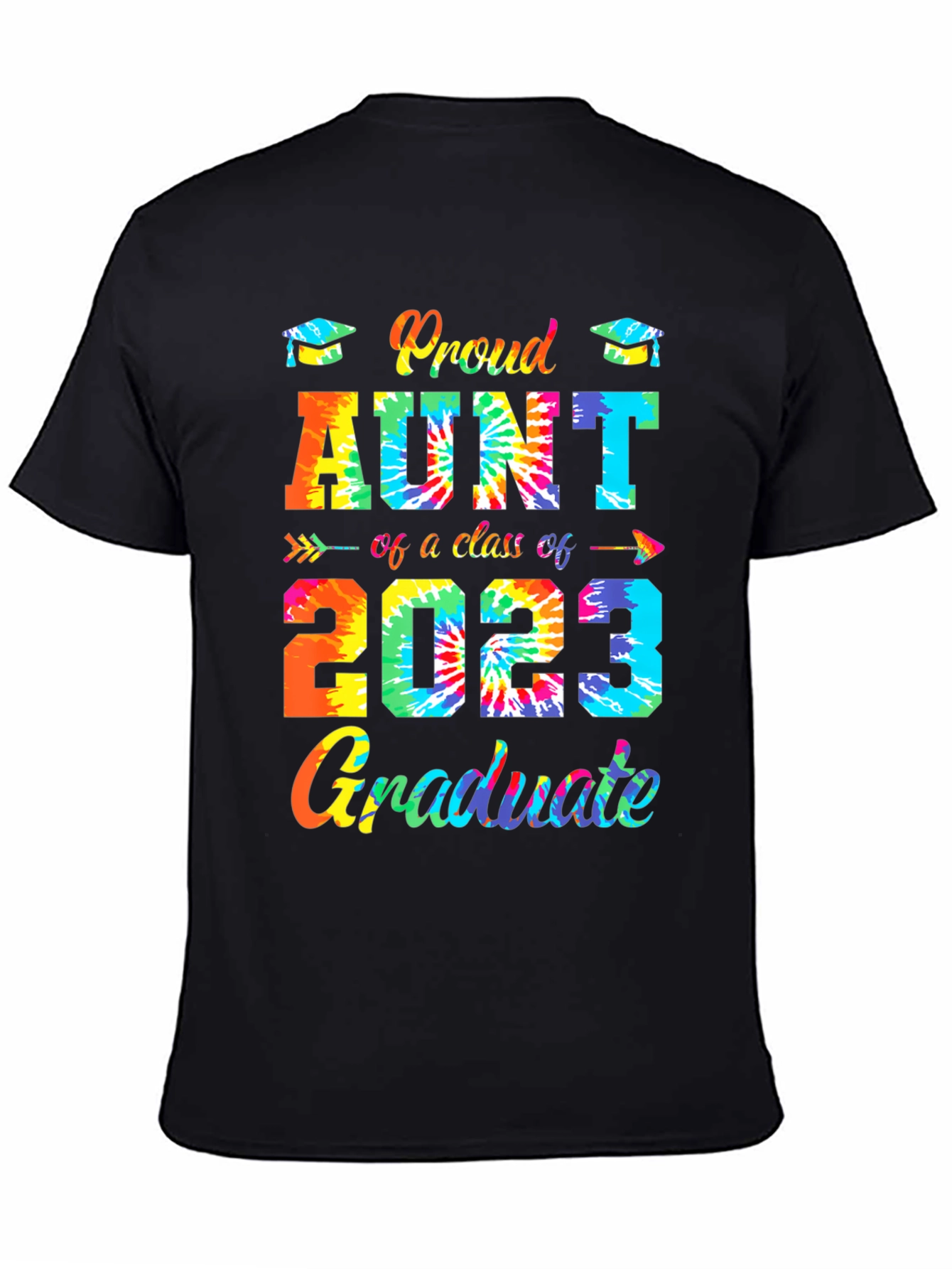 Black Proud Aunt Class of 2023 Graduate Tie-Dye T-Shirt view 4