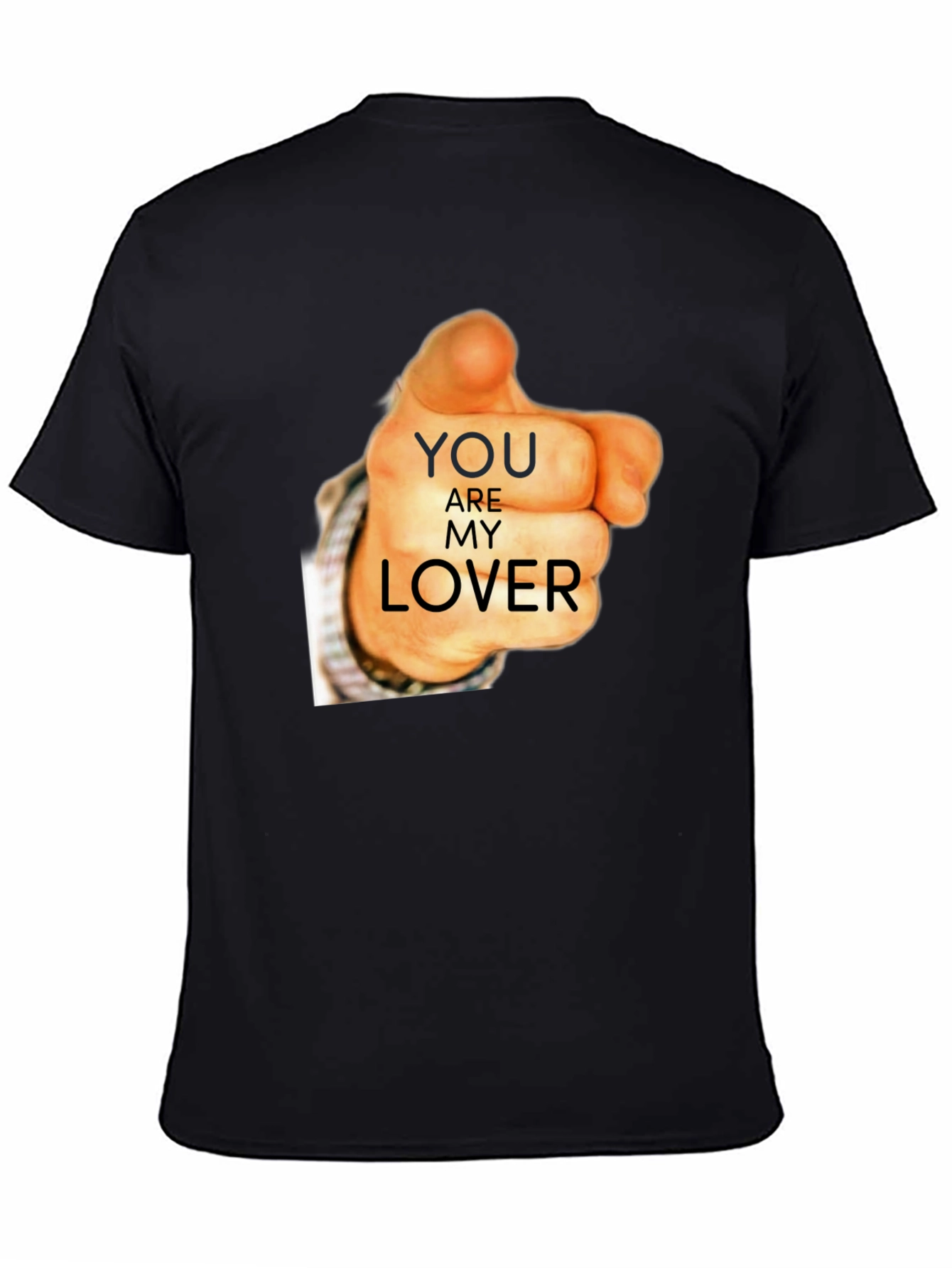 Black You Are My Lover Graphic Tee - Black Cotton T-Shirt view 4
