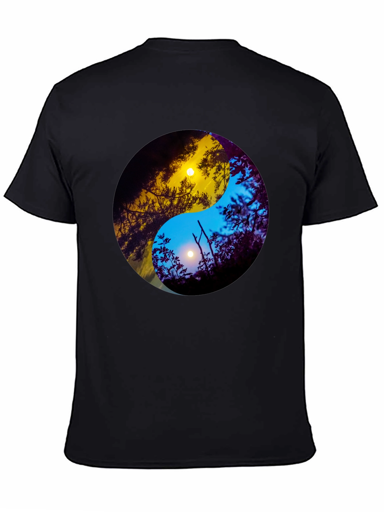 Black Yin Yang Sun & Moon Nature Graphic Tee view 4