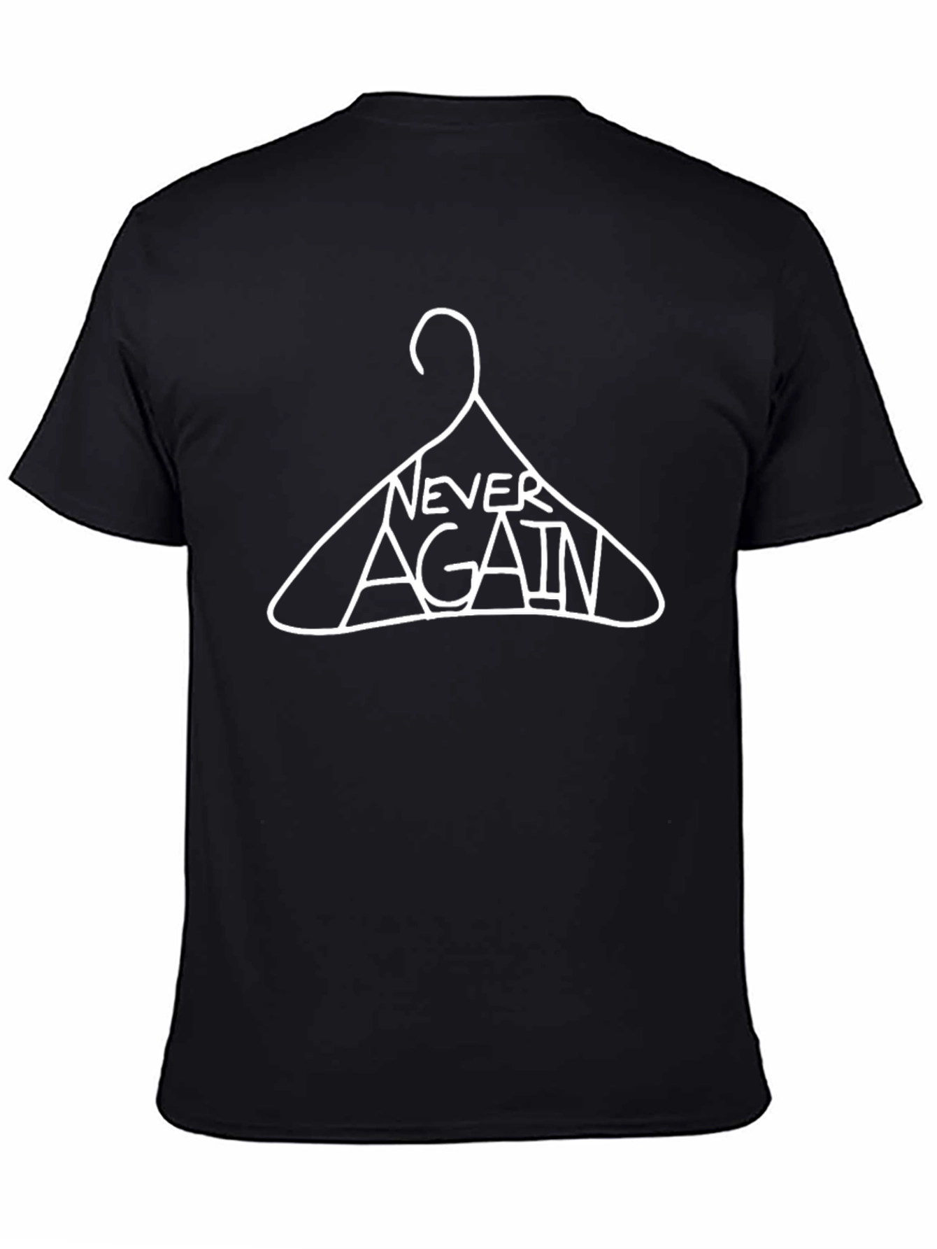 Black Never Again Black Tee Shirt - Pro Choice Hanger Design view 4