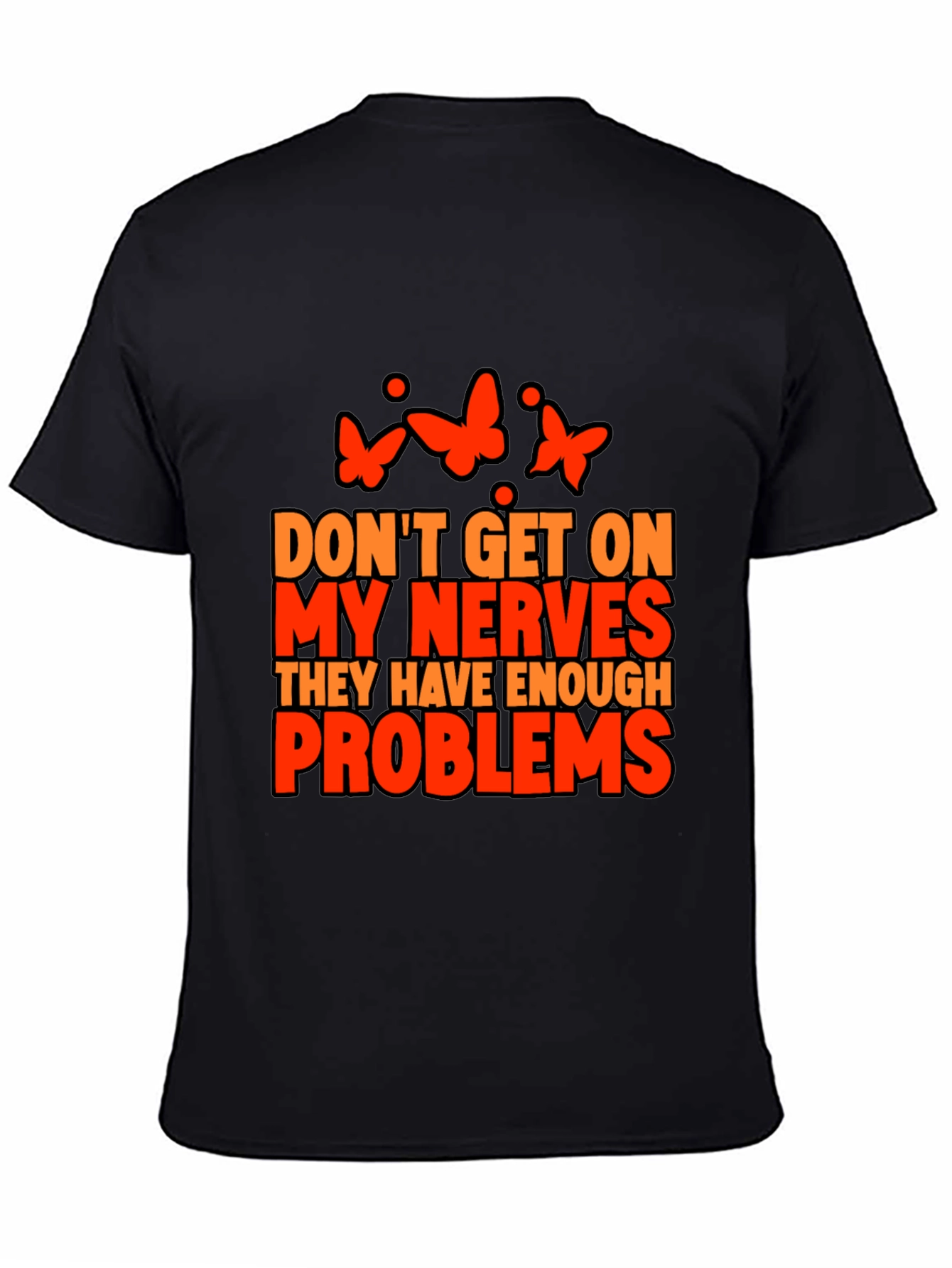 Black Nerves Problems Butterfly Graphic Tee view 4