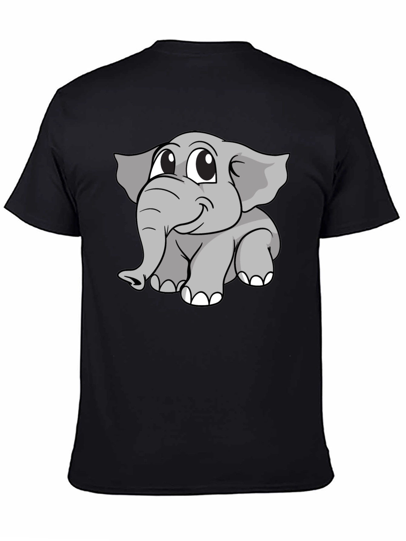 Black Cartoon Elephant Graphic Black T-Shirt view 4