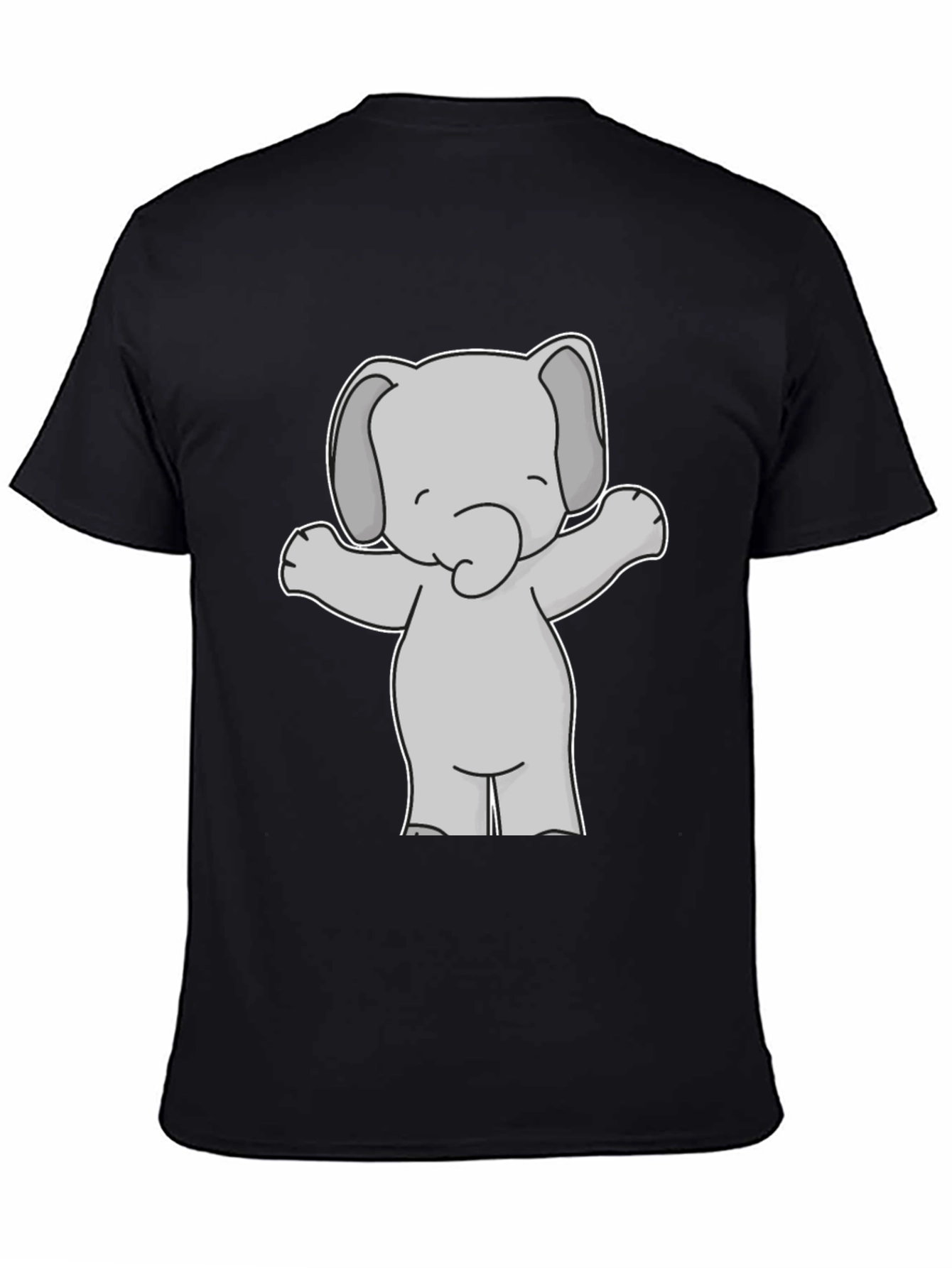 Black Cute Elephant Graphic Tee - Black Cotton T-Shirt view 4