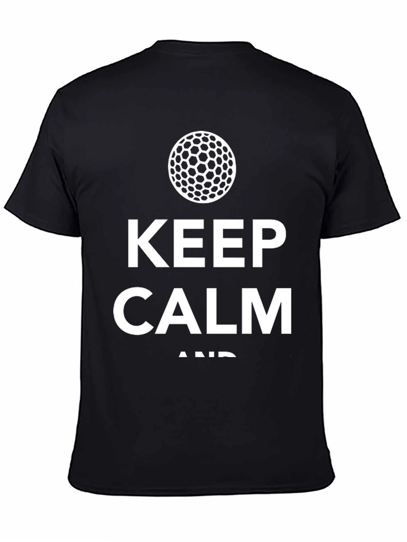 Black Keep Calm Golf Ball T-Shirt - Black, Soft Cotton view 4
