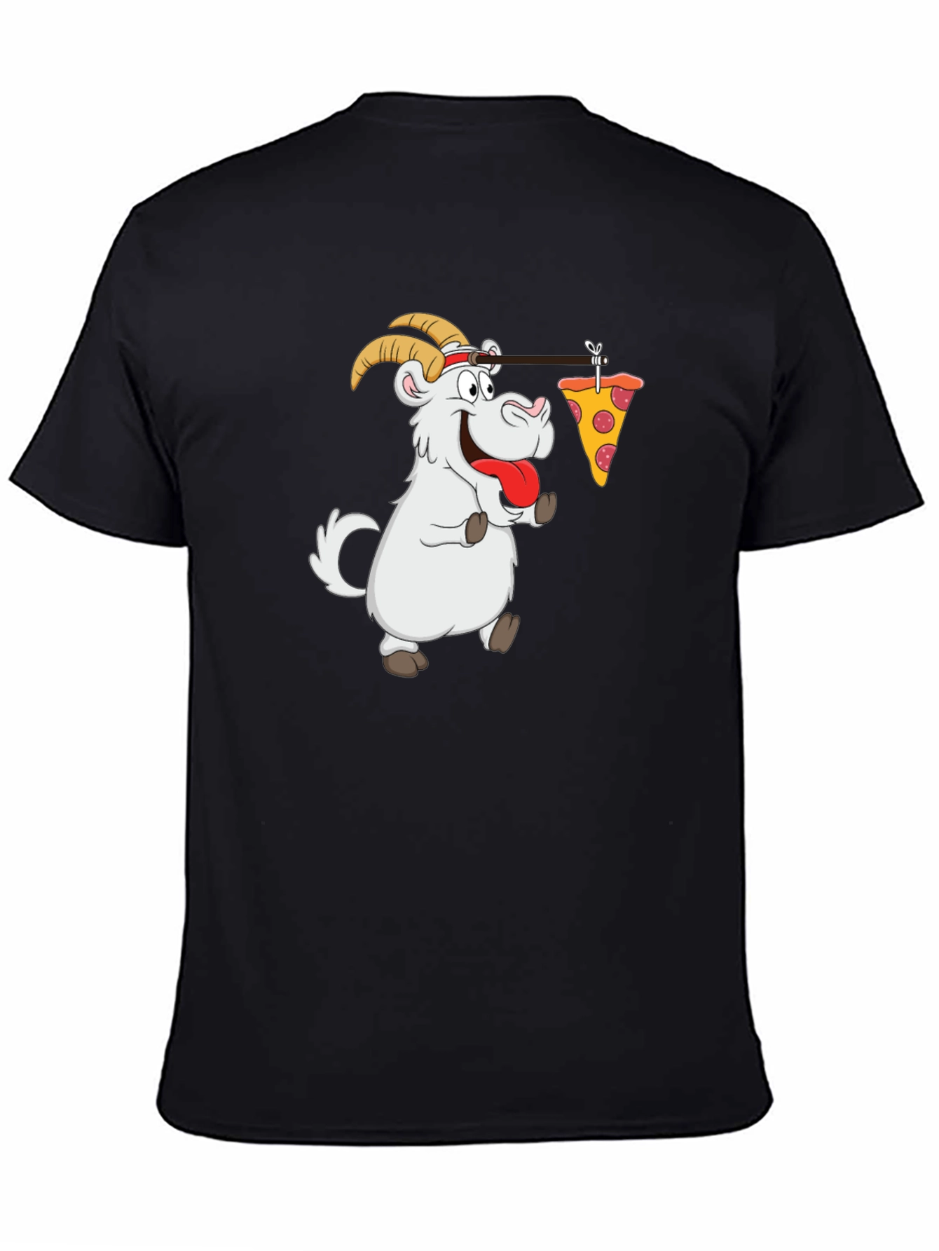 Black Goat Pizza T-Shirt - Funny Graphic Tee view 4