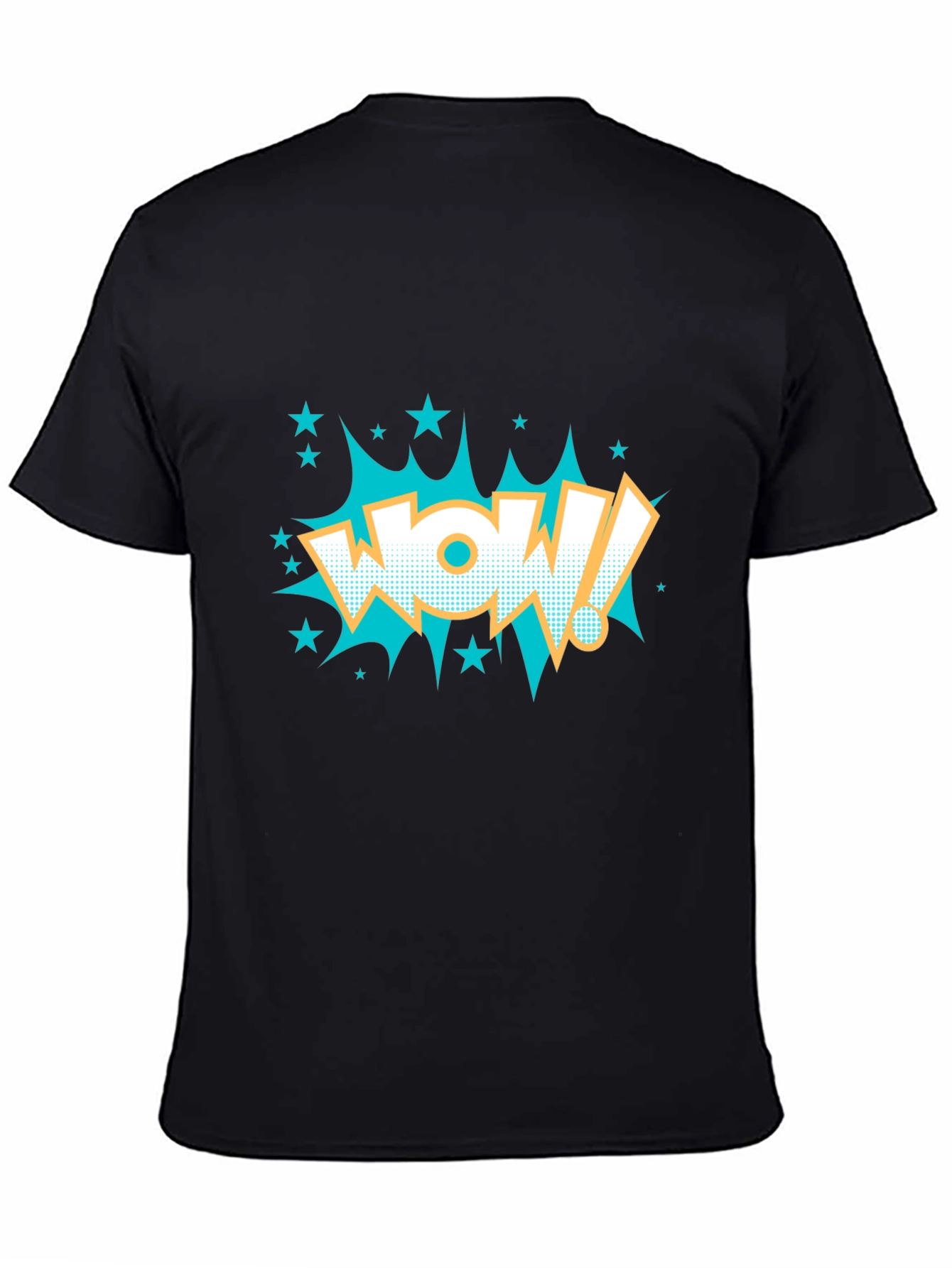 Black WOW! Comic Style Graphic T-Shirt - Black view 4
