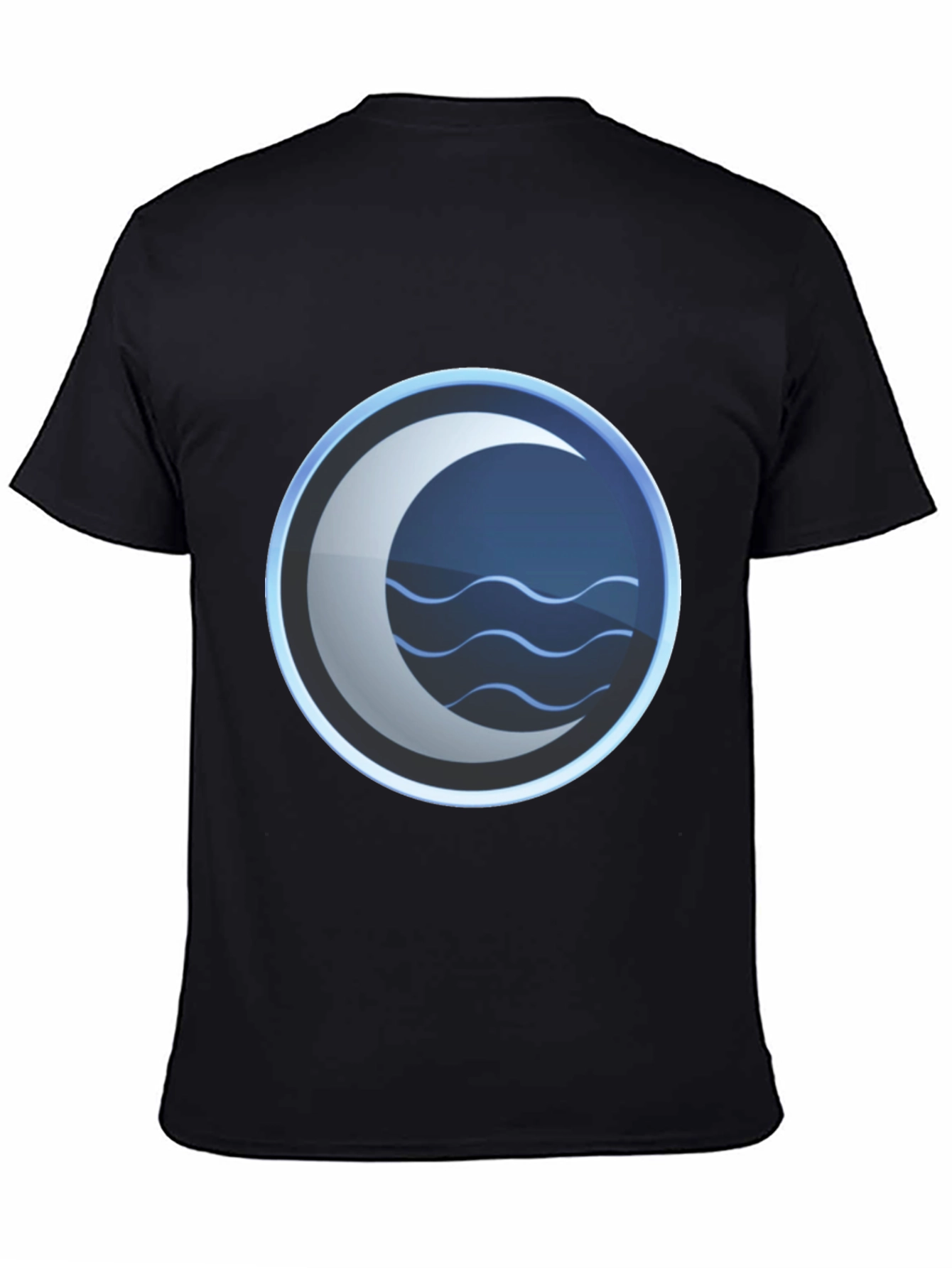 Black Mystic Crescent Wave Graphic Tee - Black Cotton Blend view 4