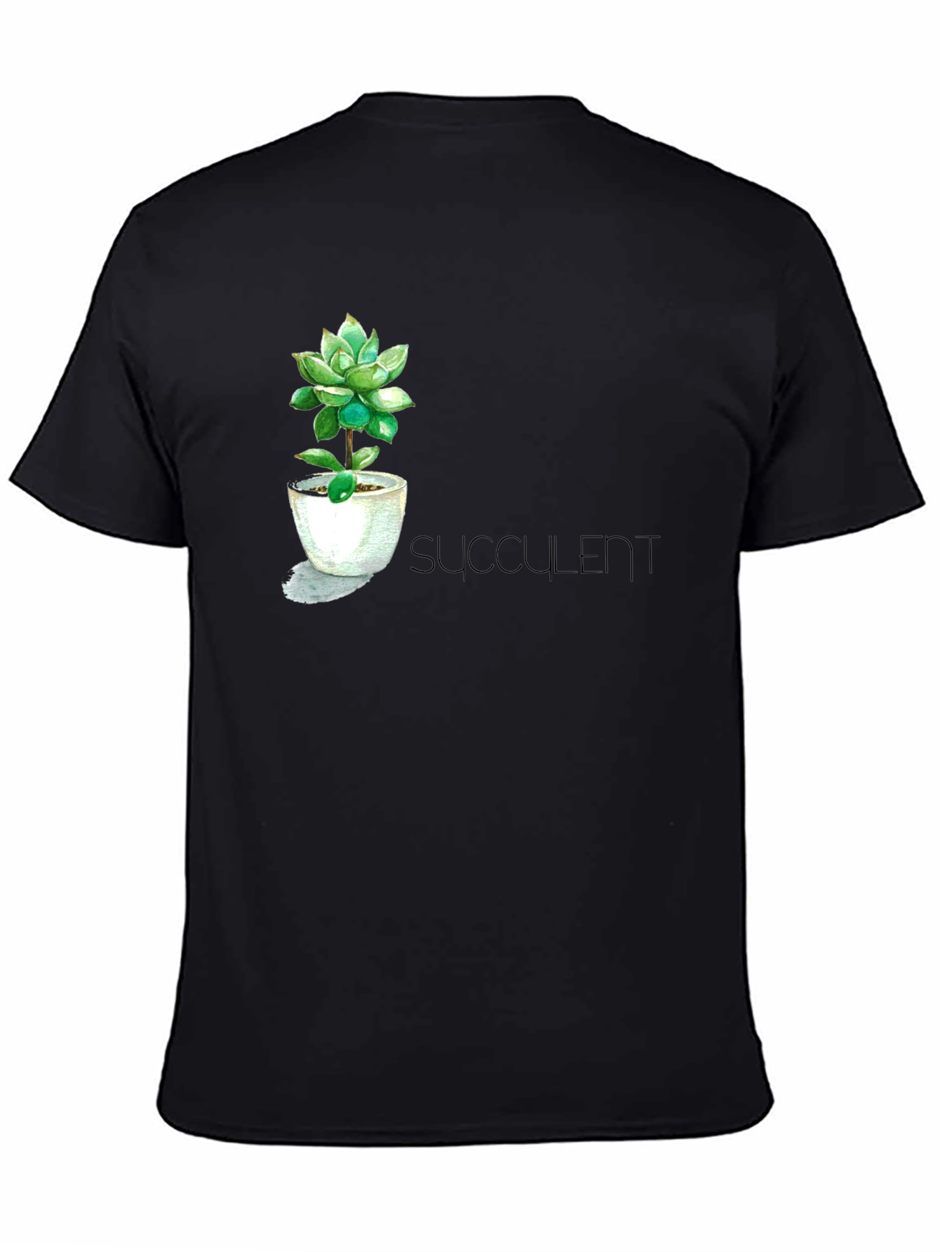 Black Stylish Succulent T-Shirt view 4