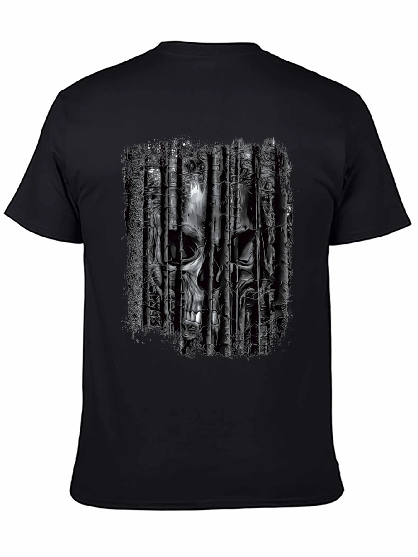 Black Skull Bars Graphic T-Shirt - Edgy Black Tee view 4