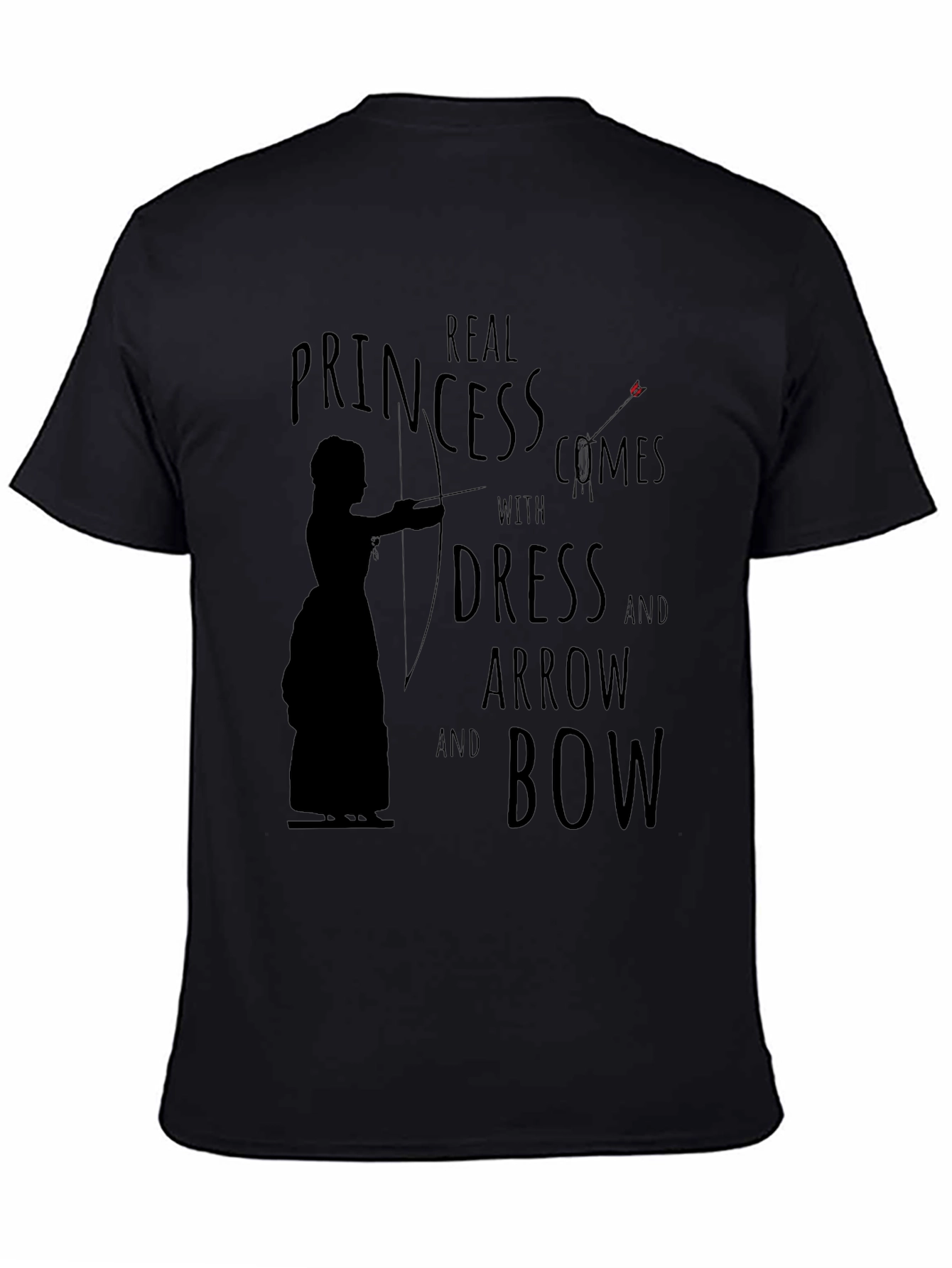 Black Real Princess Dress Arrow Bow T-Shirt view 4