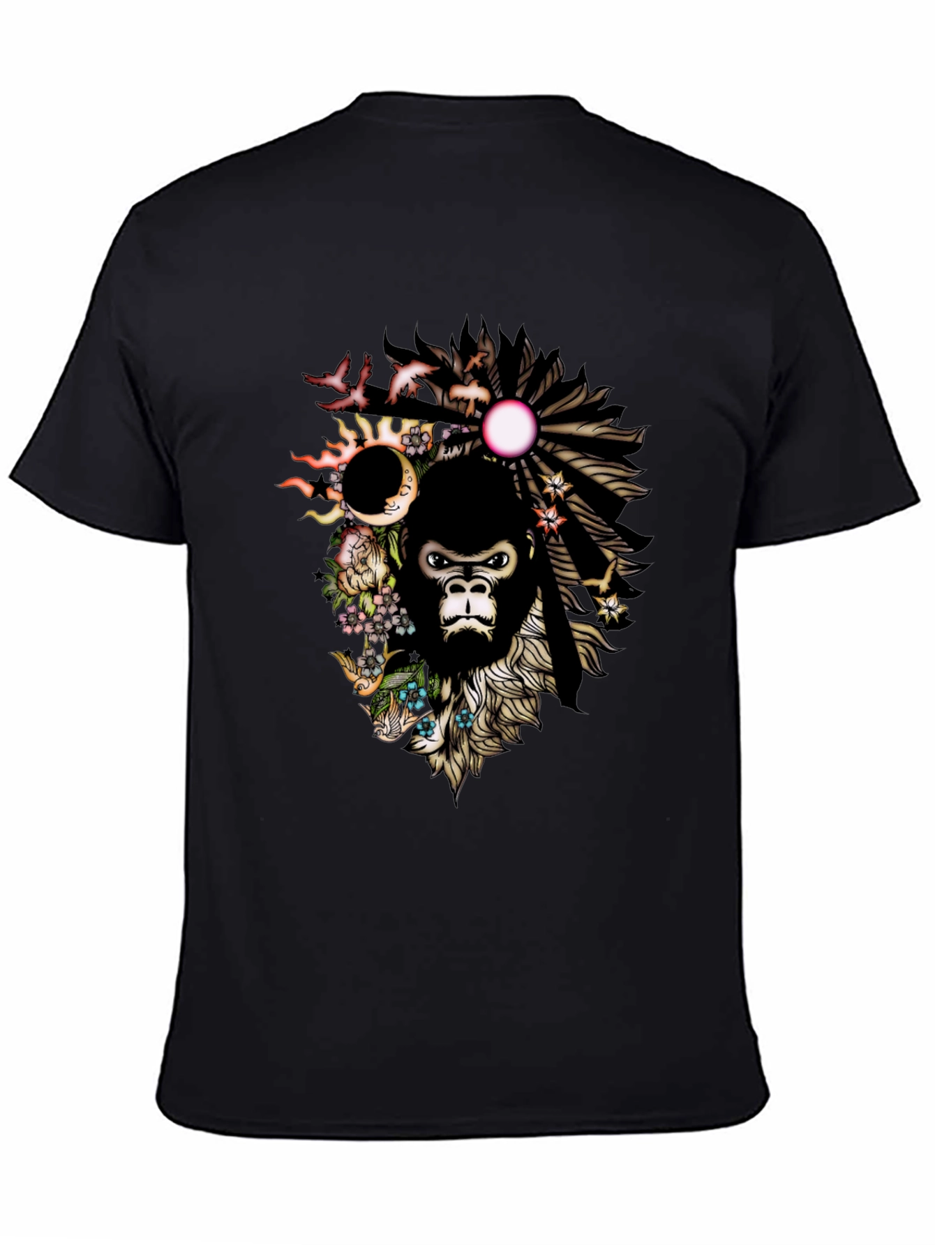Black Gorilla Art T-Shirt - Unique Graphic Tee view 4