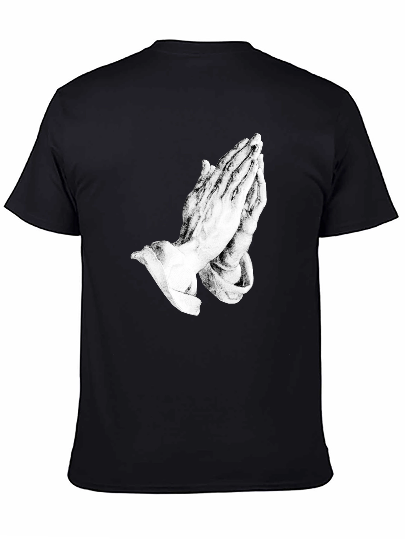 Black Praying Hands Graphic Black Tee view 4