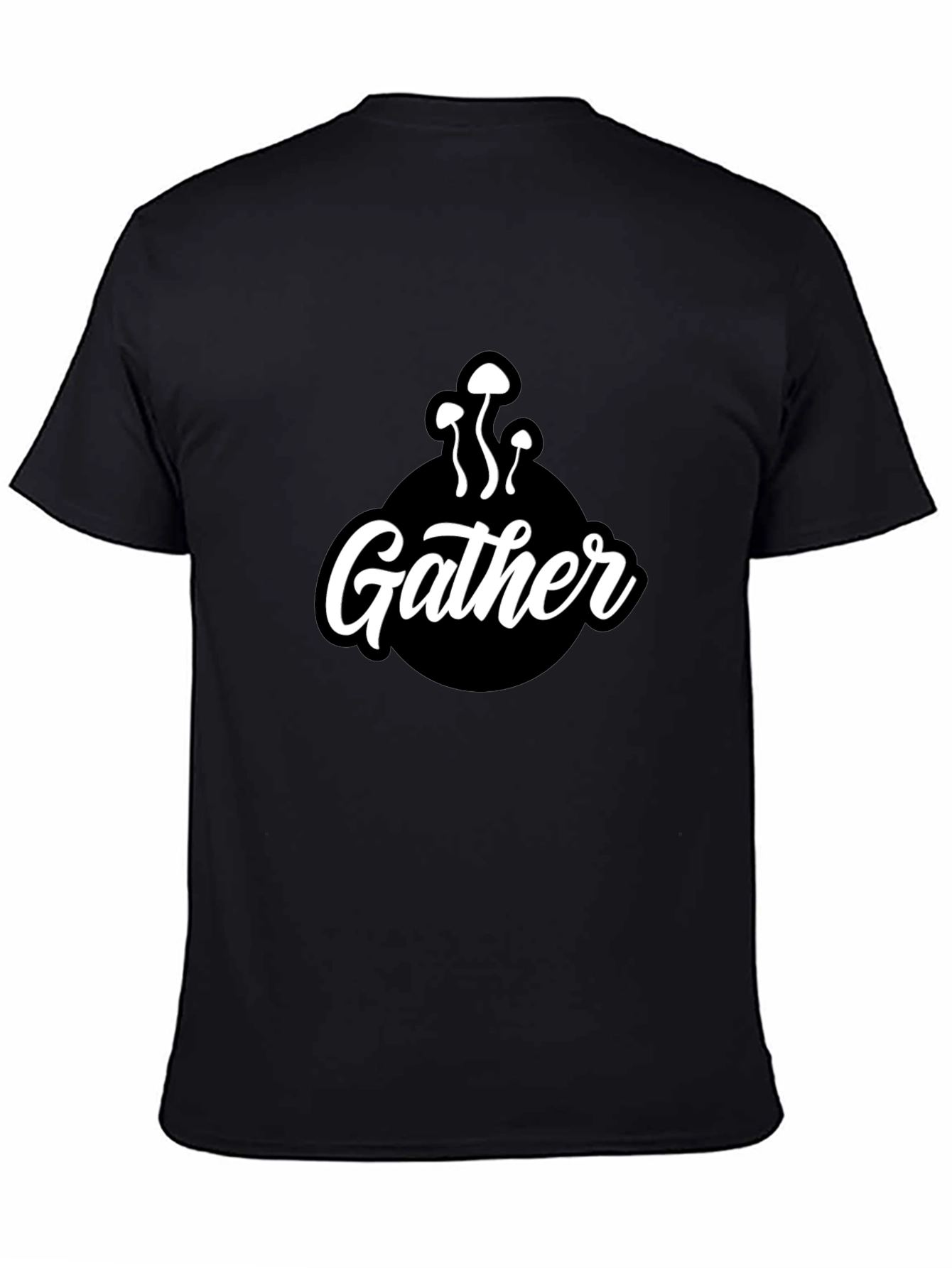 Black Mushroom Gather T-Shirt - Black Graphic Tee view 4