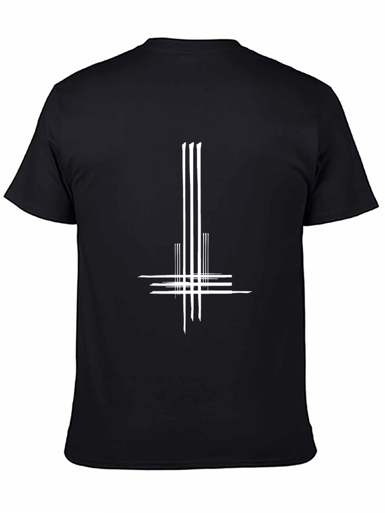 Black Black T-Shirt with White Inverted Cross Graphic view 4