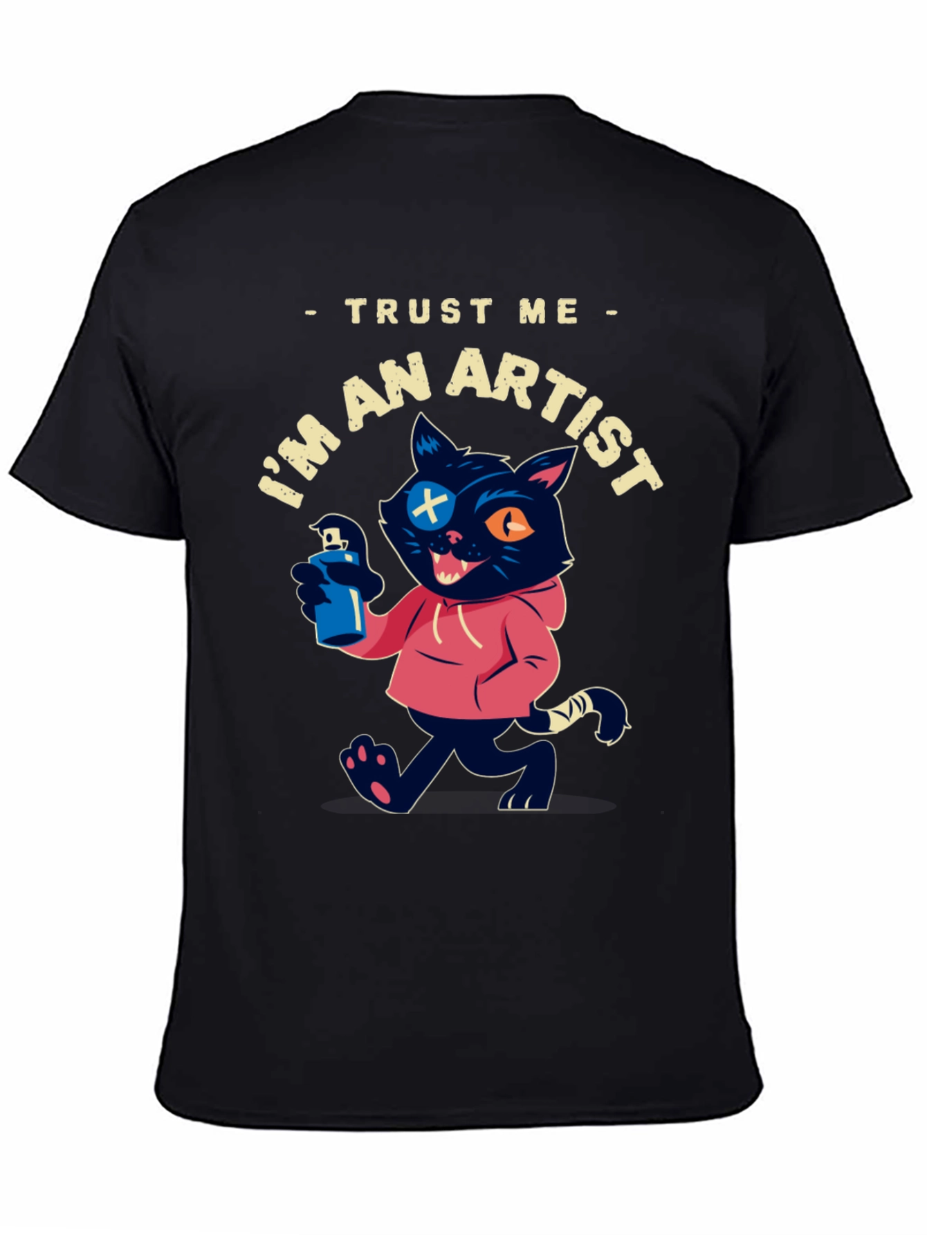 Black Trust Me I'm An Artist Cat T-Shirt view 4