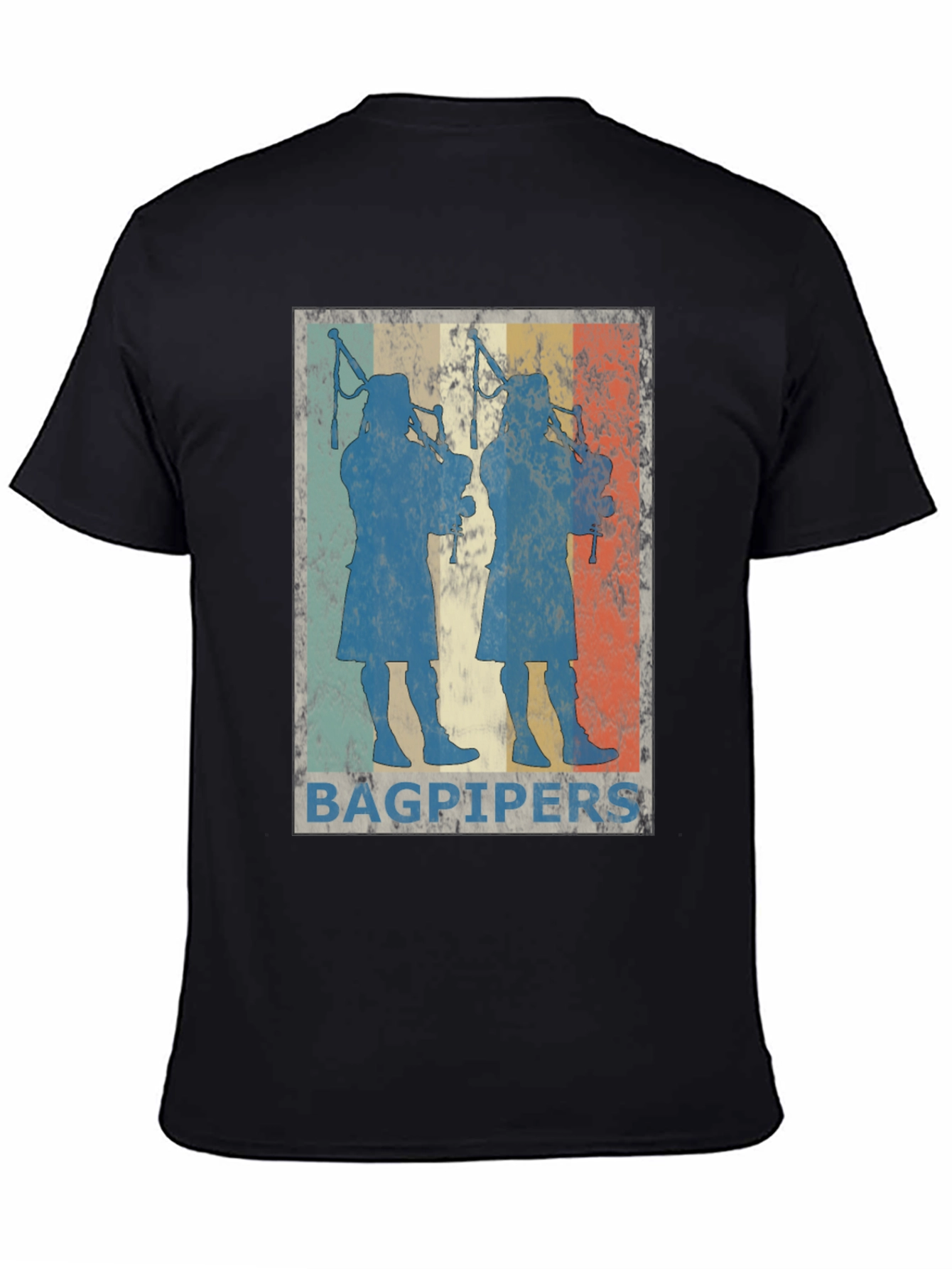 Vintage Bagpipers Graphic Tee - Black - 4