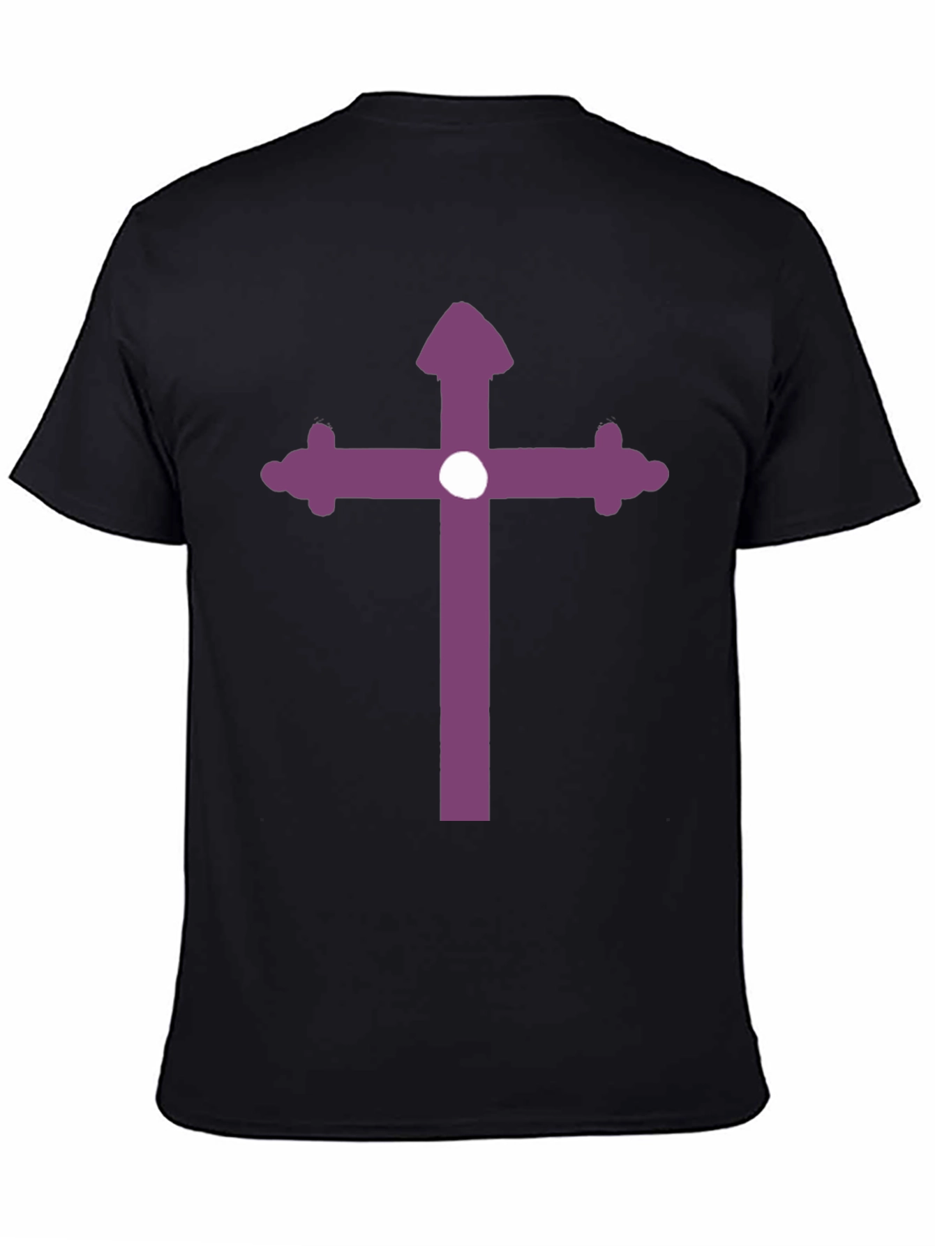 Black Black T-Shirt with Purple Cross Design view 4