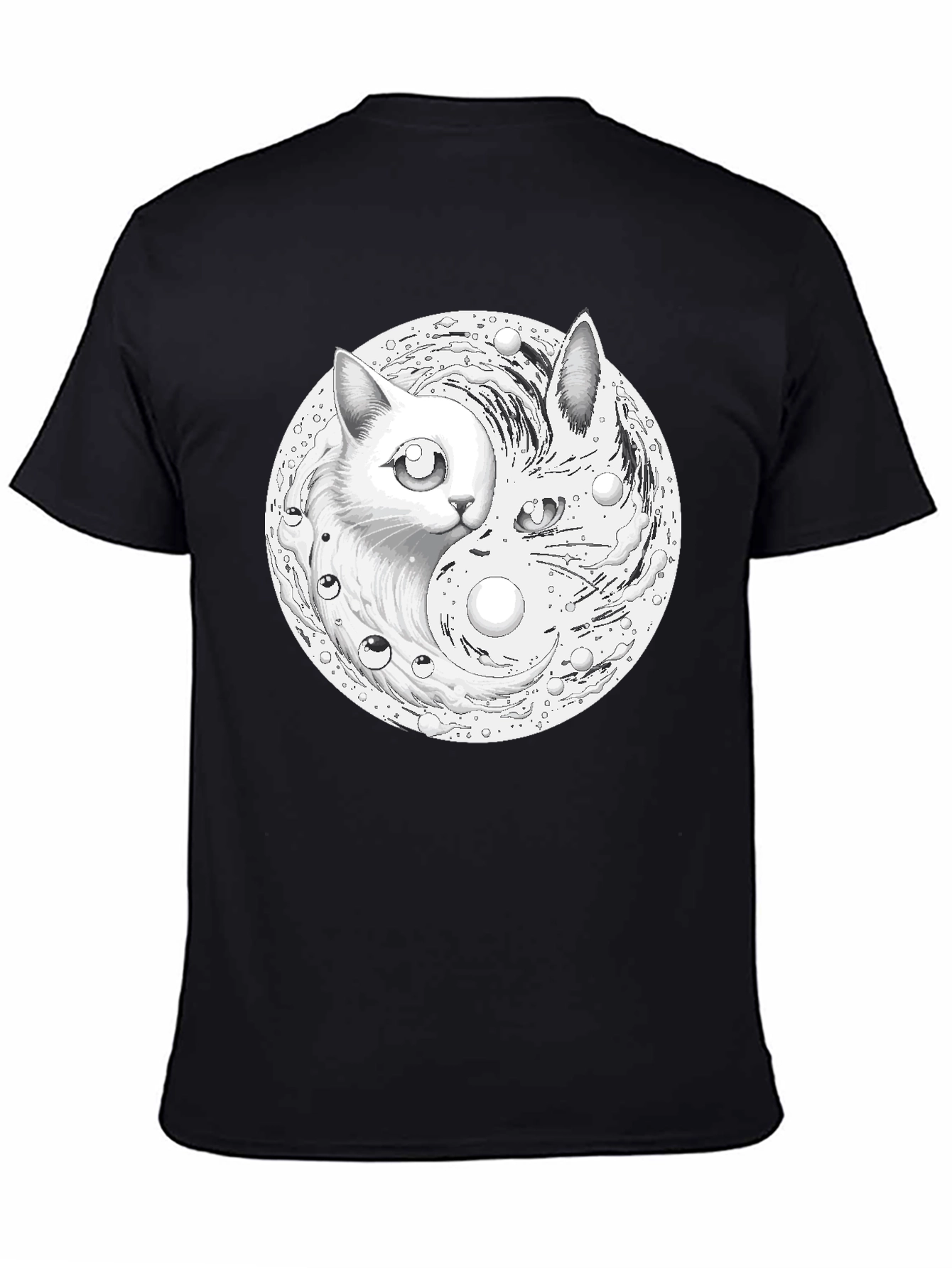 Black Yin Yang Cat Graphic Tee view 4
