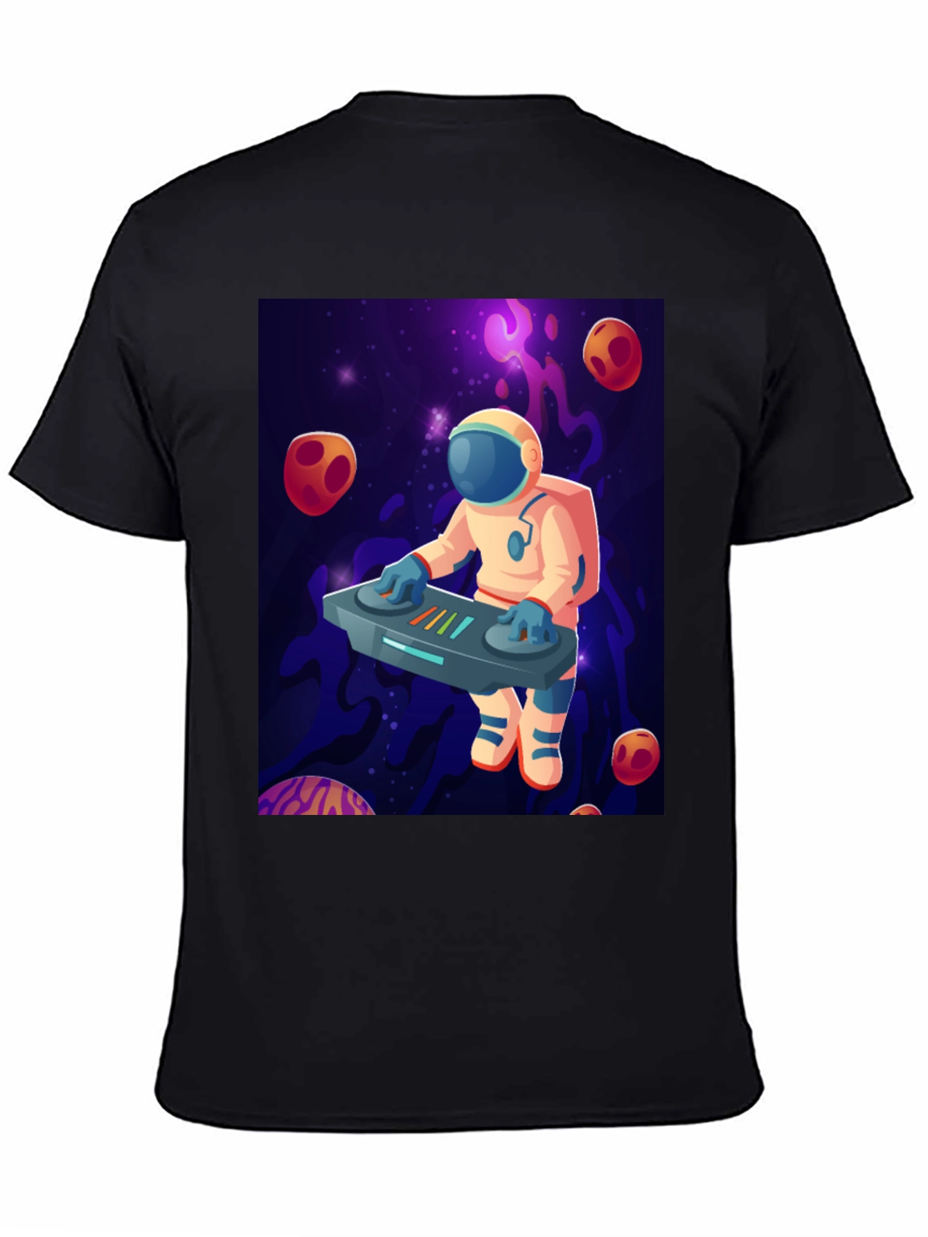 Black Astronaut DJ Graphic T-Shirt - Space Music Lover Tee view 4