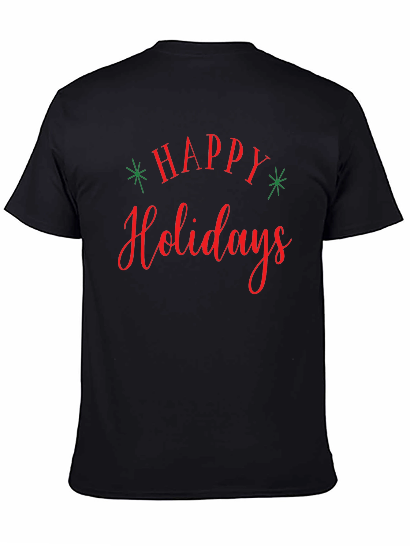 Black Happy Holidays Graphic T-Shirt - Festive Holiday Apparel view 4