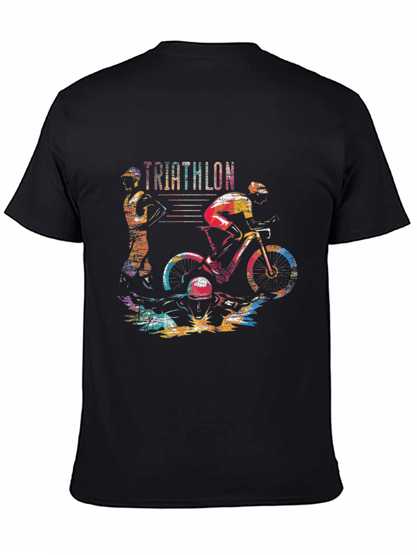 Black Triathlon Graphic Tee - Sporty Black T-Shirt view 4