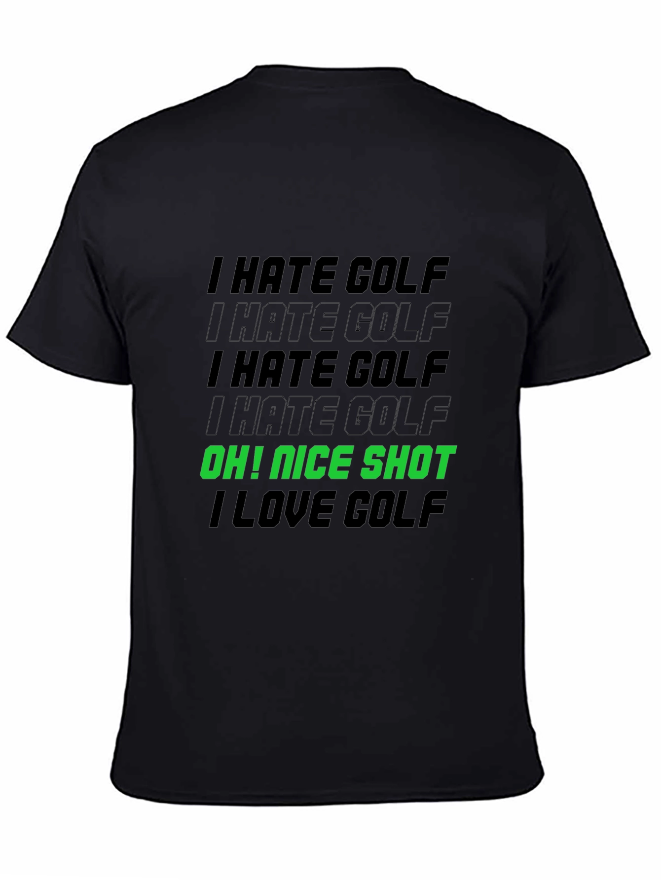 Black I Hate Golf, Funny Golfing T-Shirt view 4
