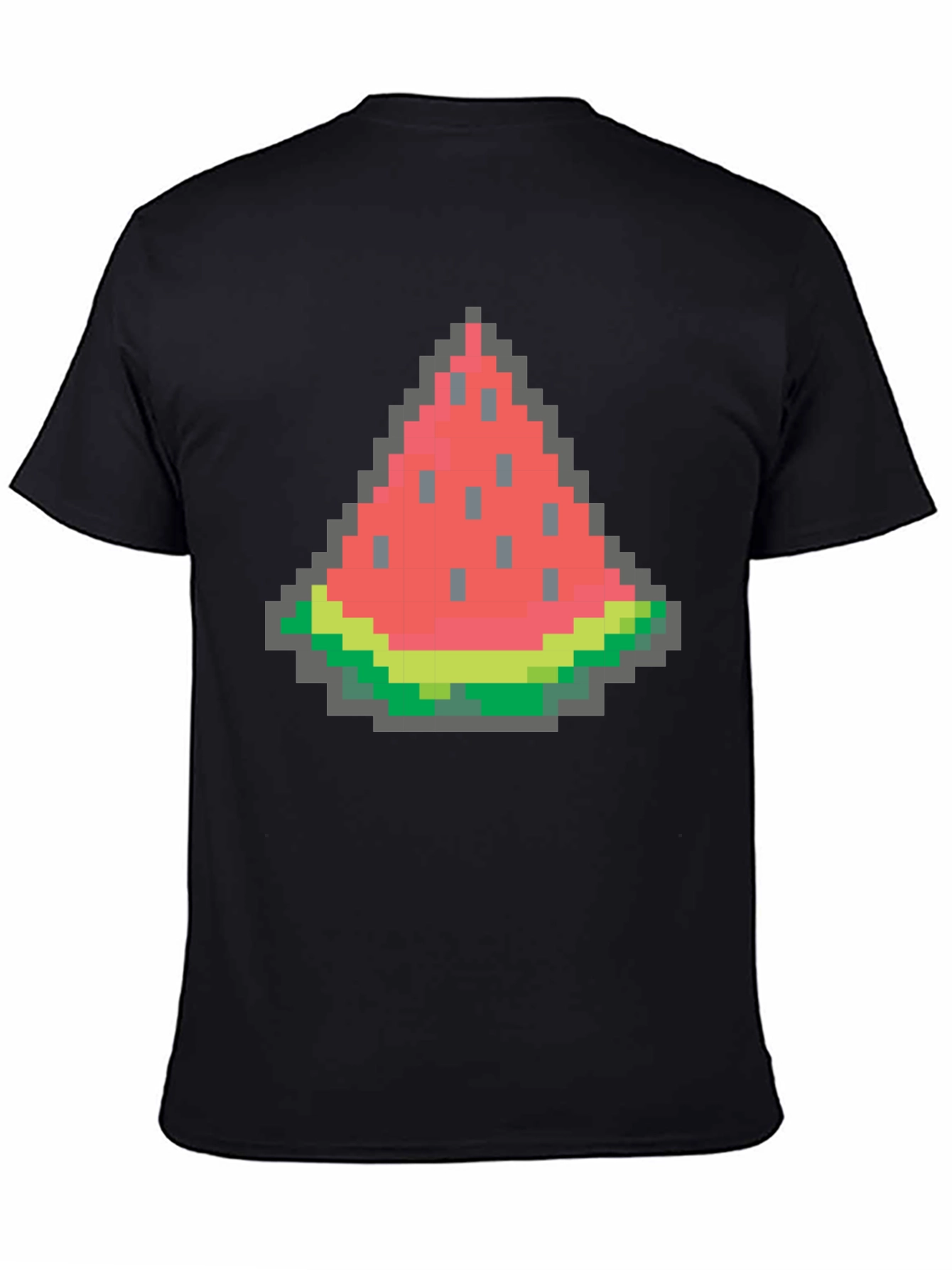 Black Pixel Watermelon Graphic Tee - Black Cotton Shirt view 4