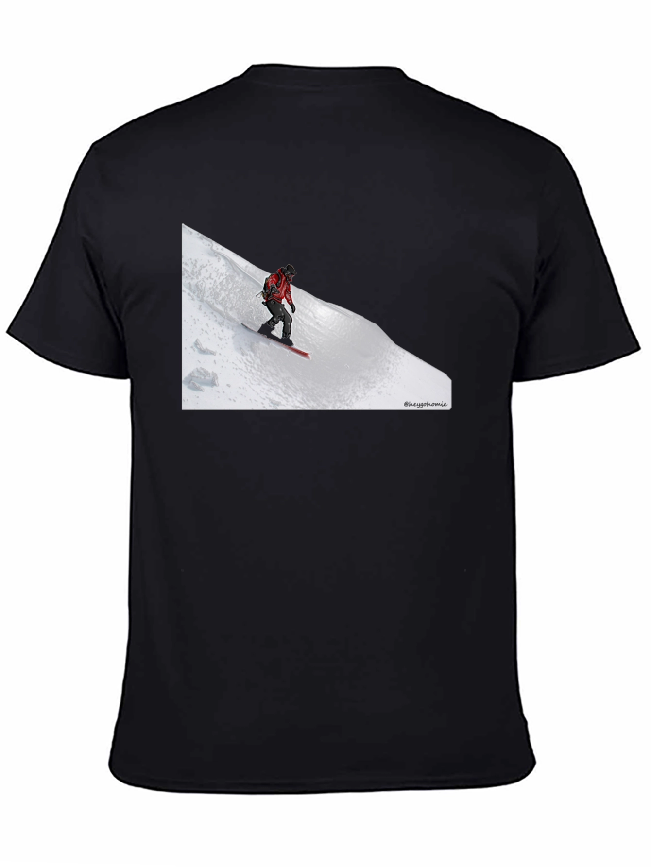Black Snowboarder Graphic Tee - Black Cotton T-Shirt view 4