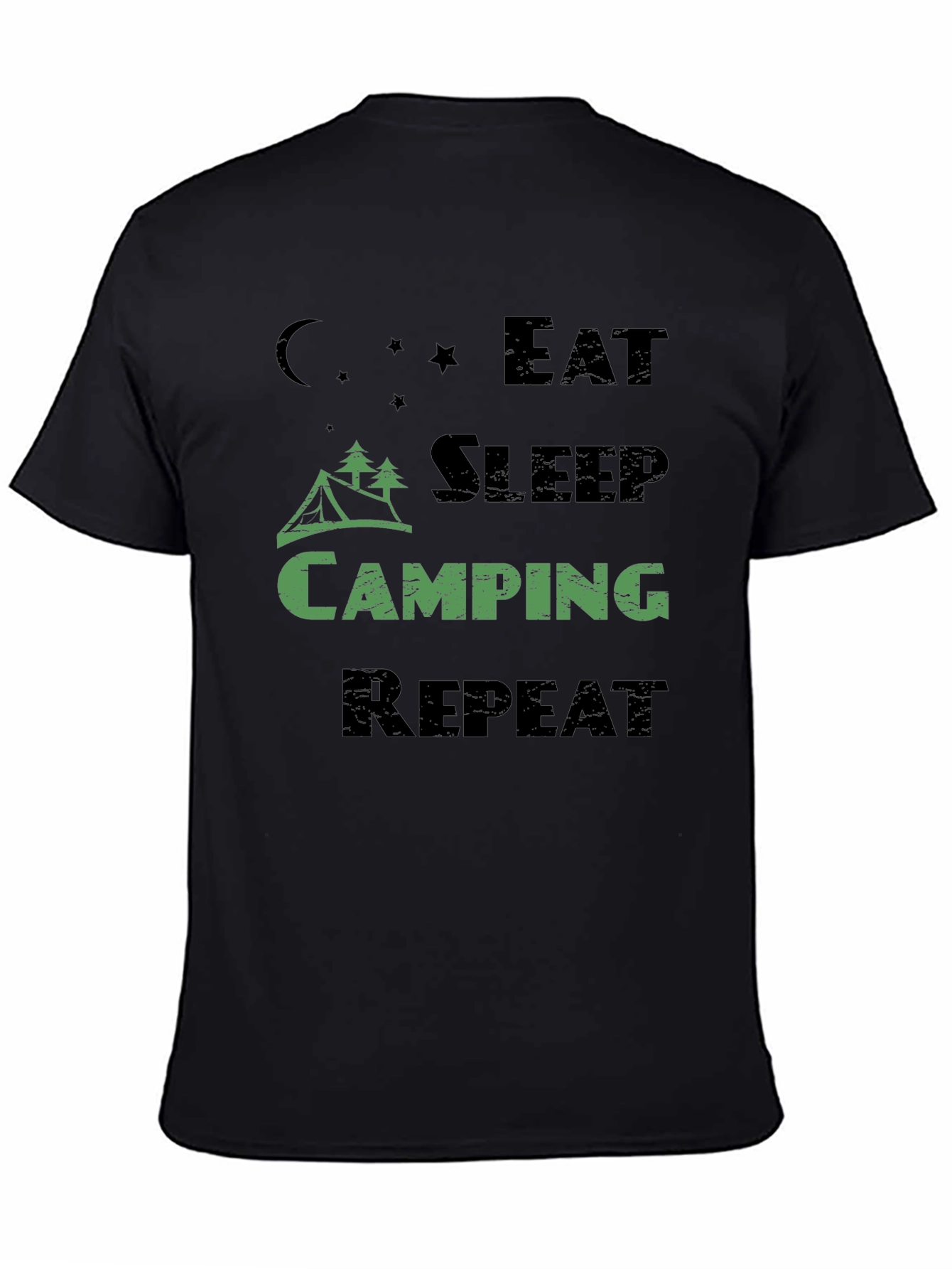 Black Eat Sleep Camping Repeat Men's T-Shirt view 4