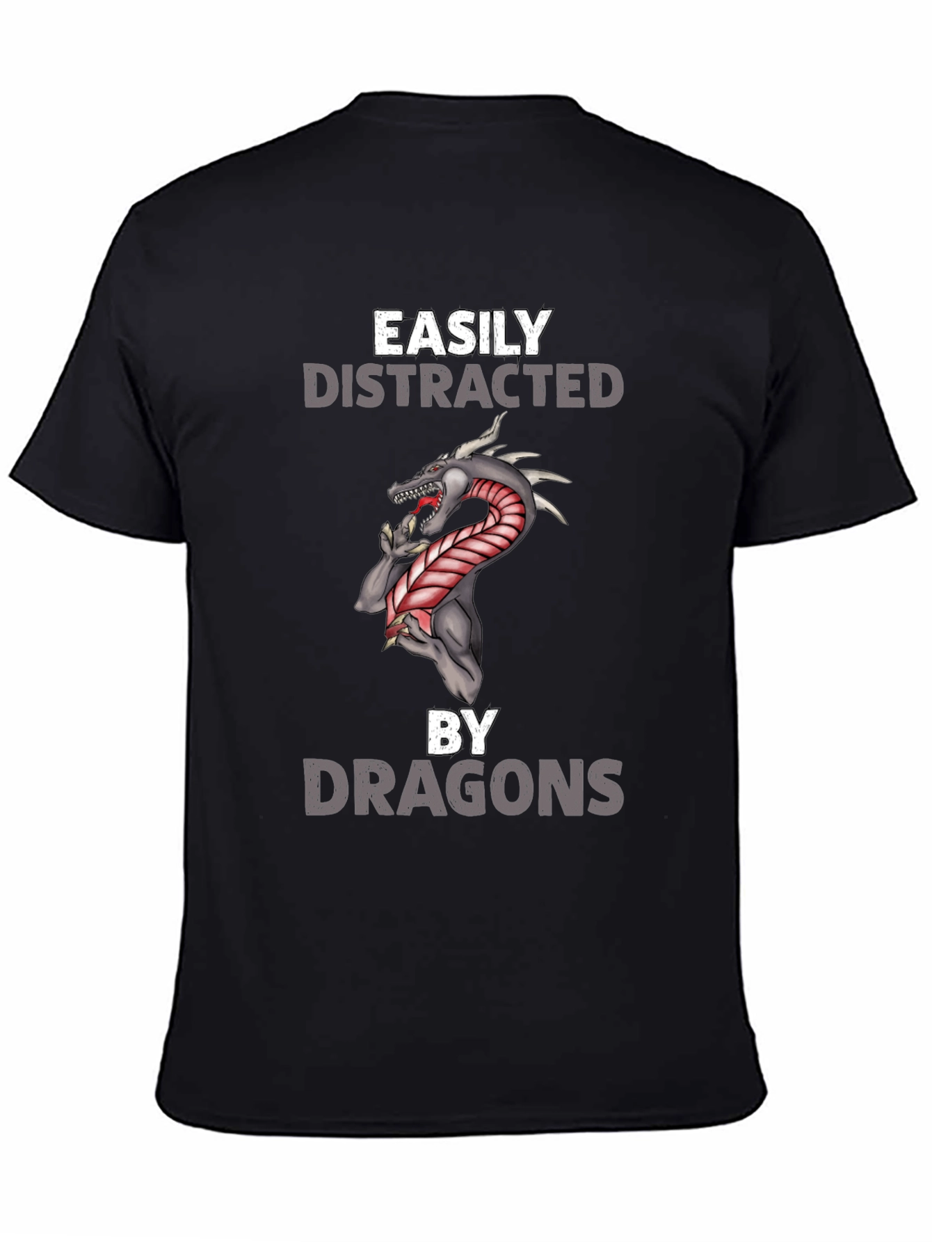 Black Easily Distracted By Dragons T-Shirt view 4