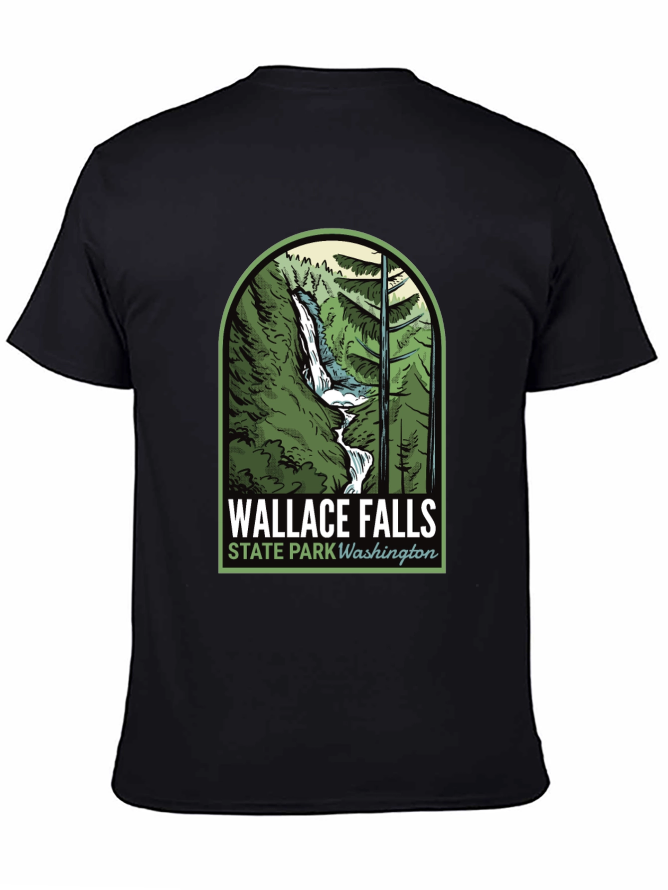 Black Wallace Falls State Park T-Shirt view 4