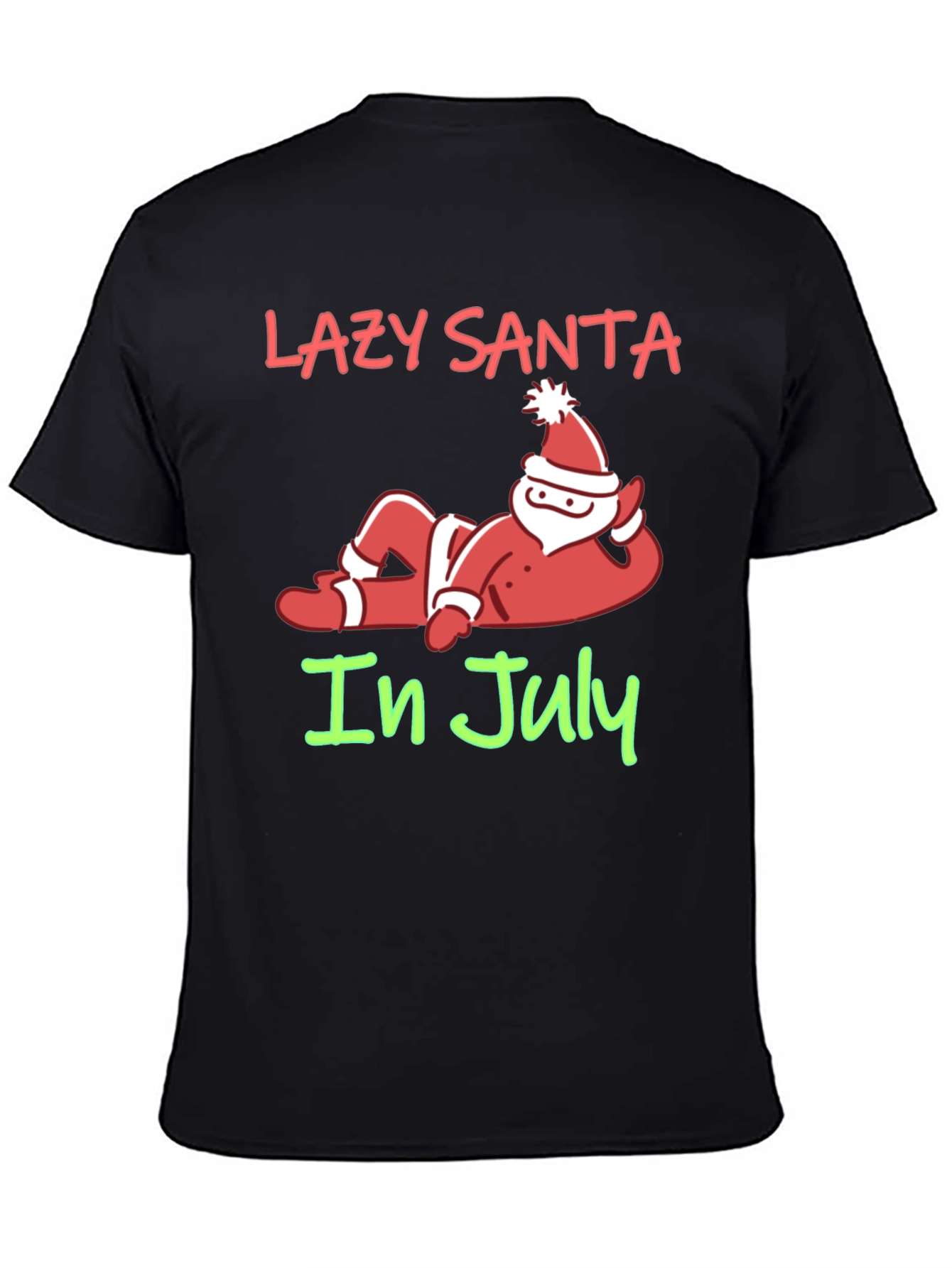 Black Lazy Santa in July Graphic T-Shirt view 4