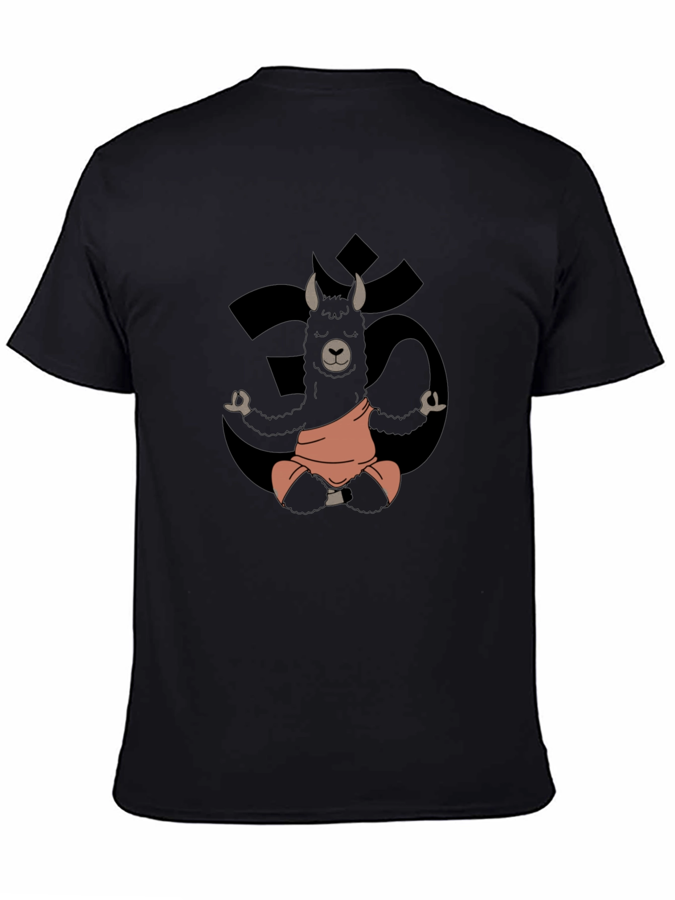 Black Meditating Llama Yoga T-Shirt view 4