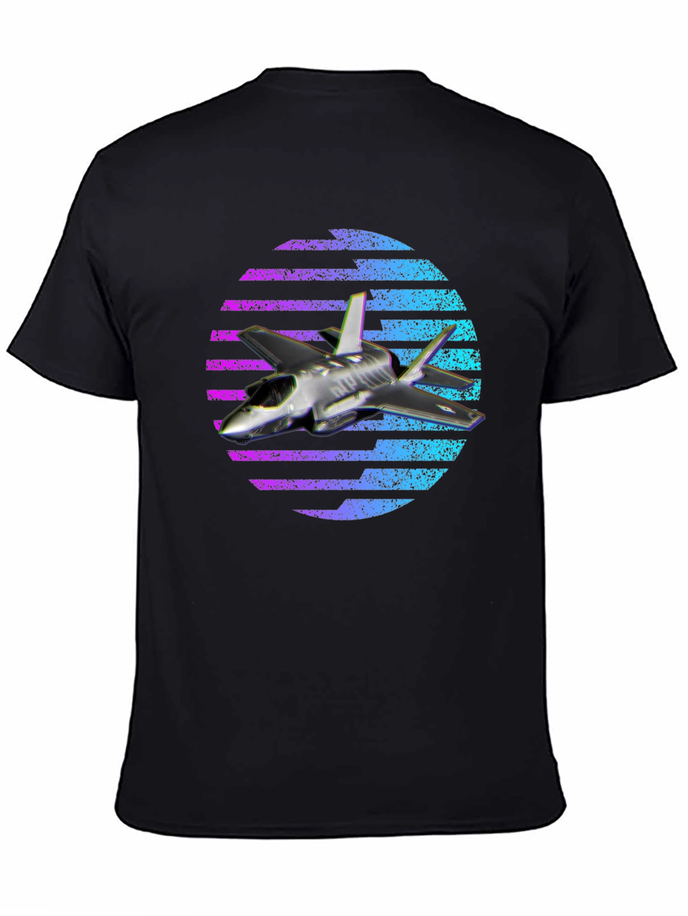 Black Jet Fighter T-Shirt - Vaporwave Design view 4