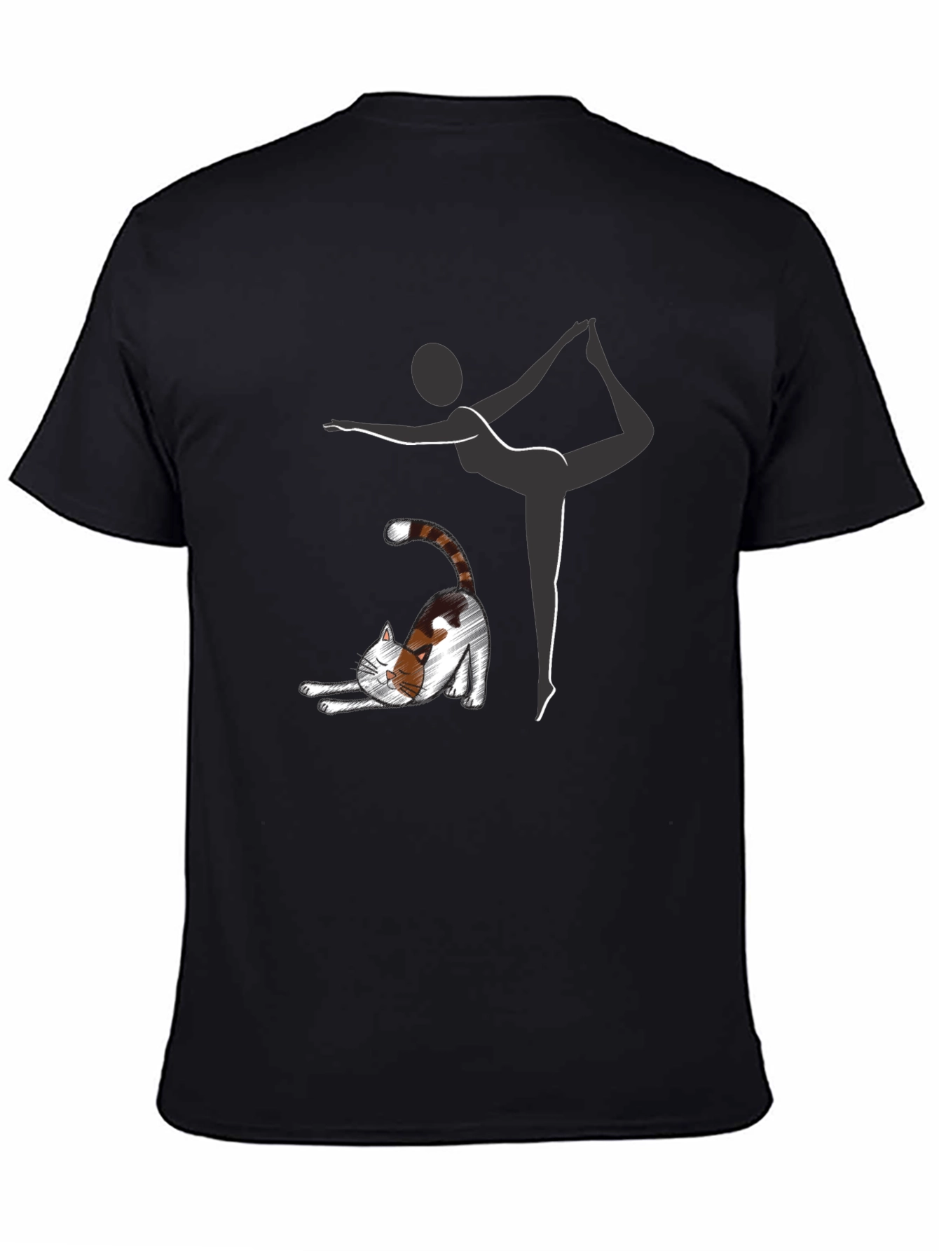 Black Yoga Cat T-Shirt view 4