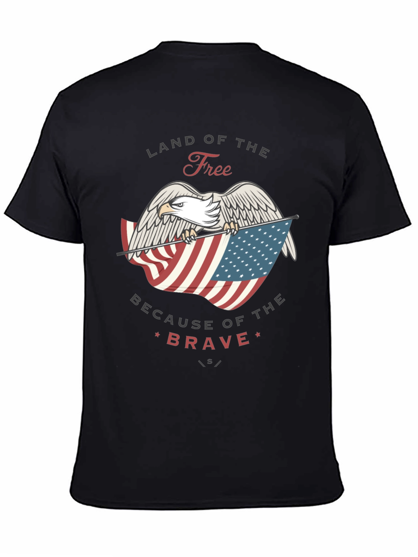 Black Land of the Free Patriotic Eagle Graphic Tee view 4