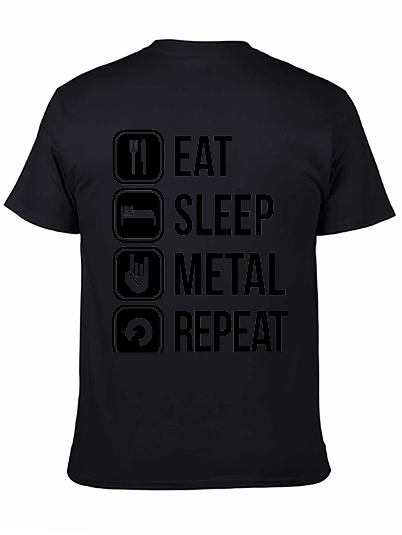 Black Eat Sleep Metal Repeat Black T-Shirt view 4