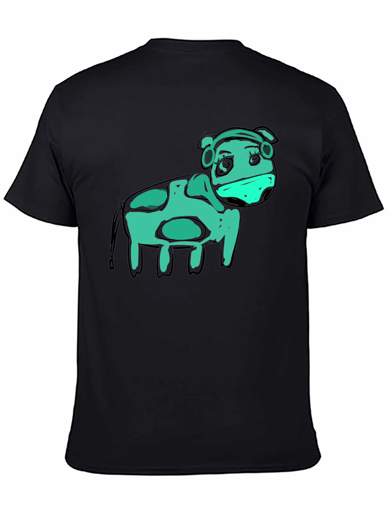 Black Cow Graphic Black T-Shirt - Unique Art view 4