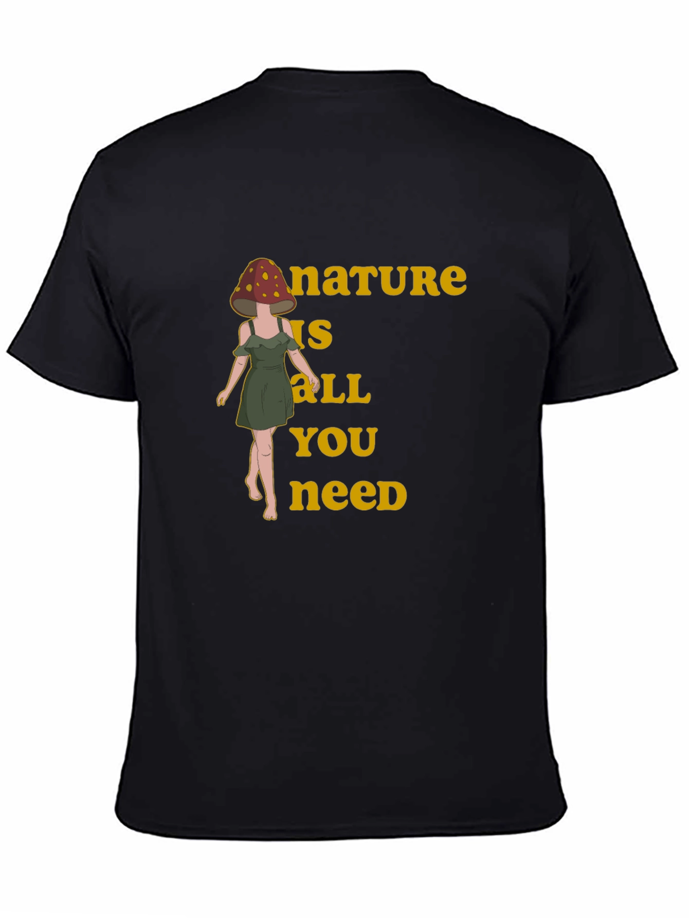 Black Nature is All You Need Mushroom Head T-Shirt view 4