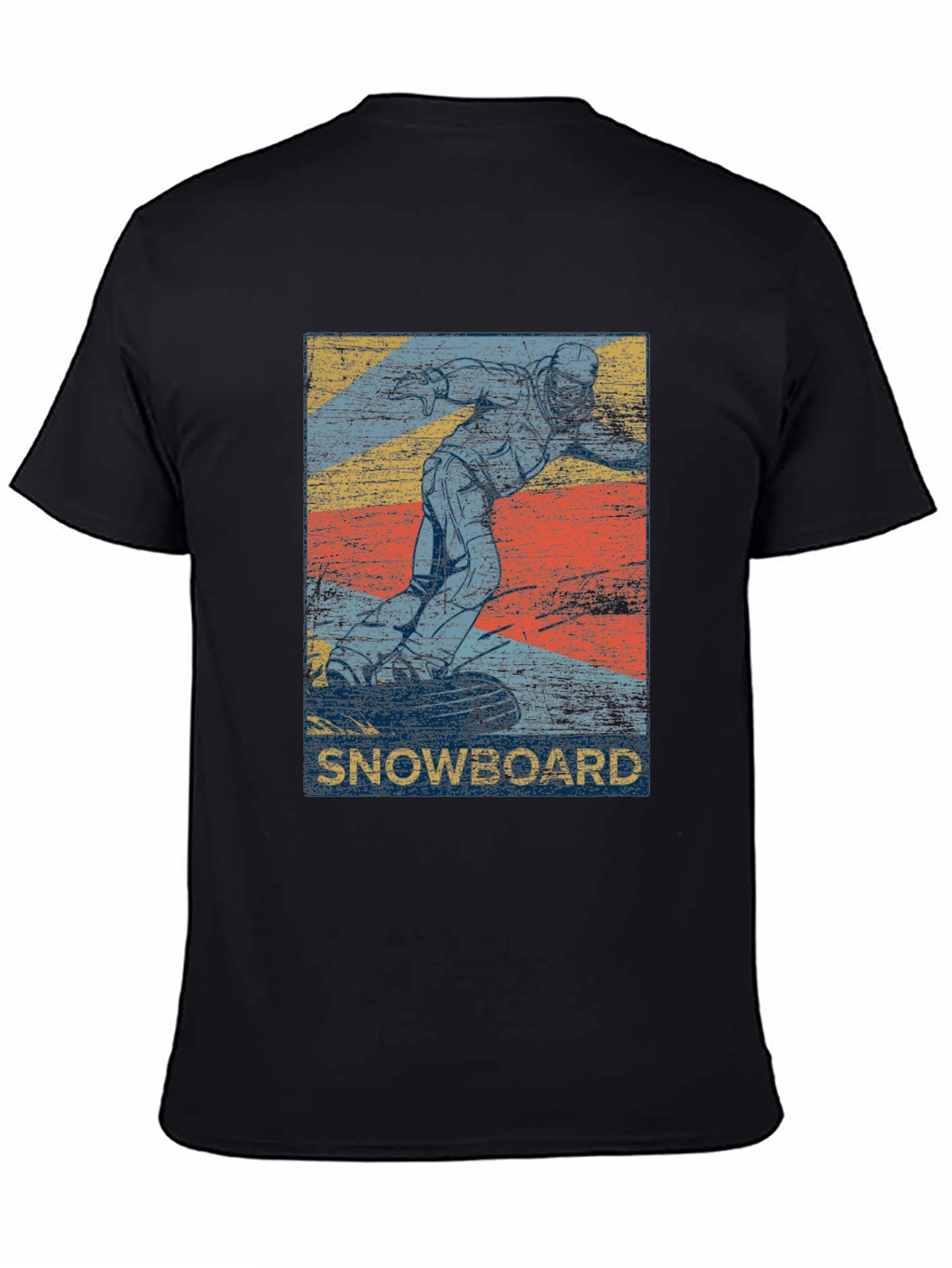 Black Vintage Snowboard Graphic T-Shirt - Black view 4