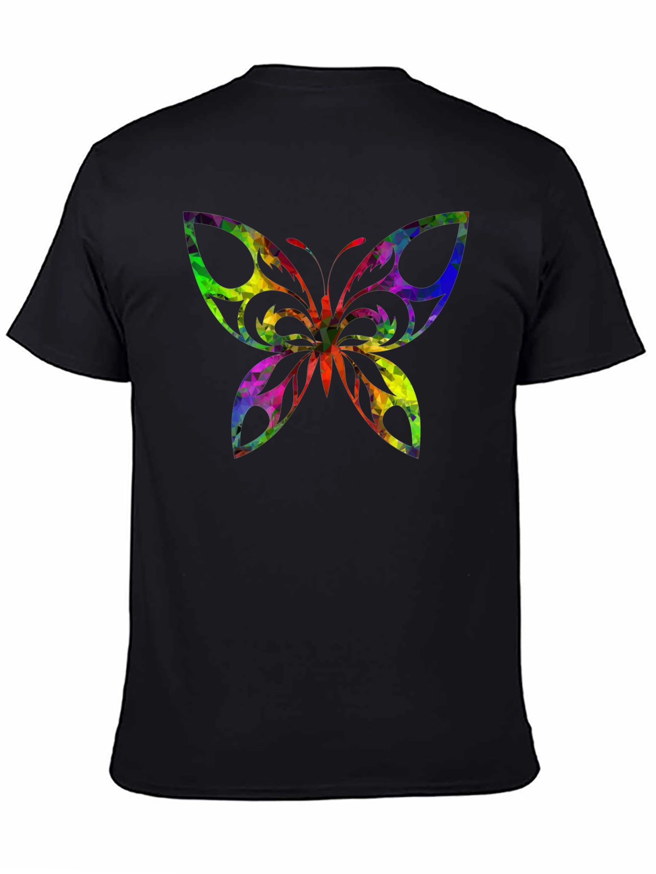 Black Geometric Butterfly Black T-Shirt view 4