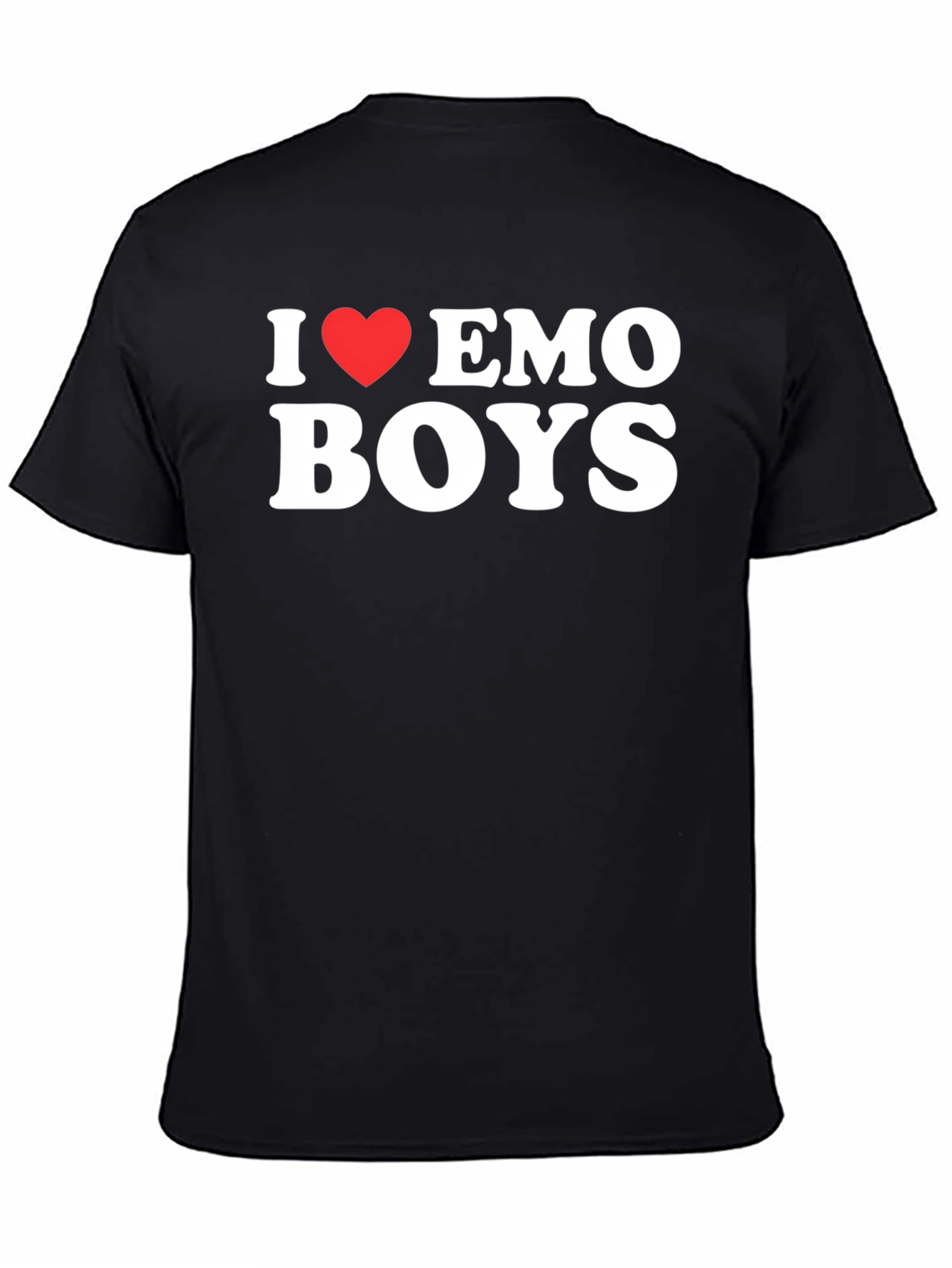 Black I Heart Emo Boys Graphic Tee - Black Crew Neck T-Shirt view 4