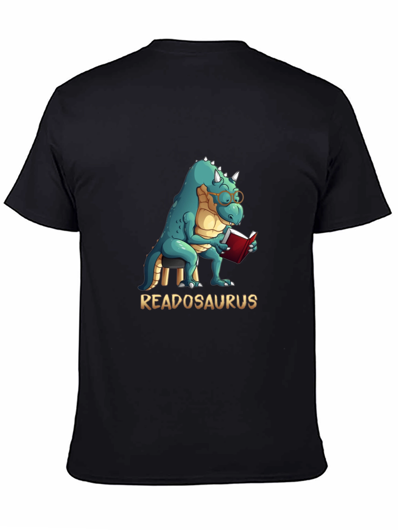 Black Readosaurus T-Shirt - Reading Dinosaur Tee view 4