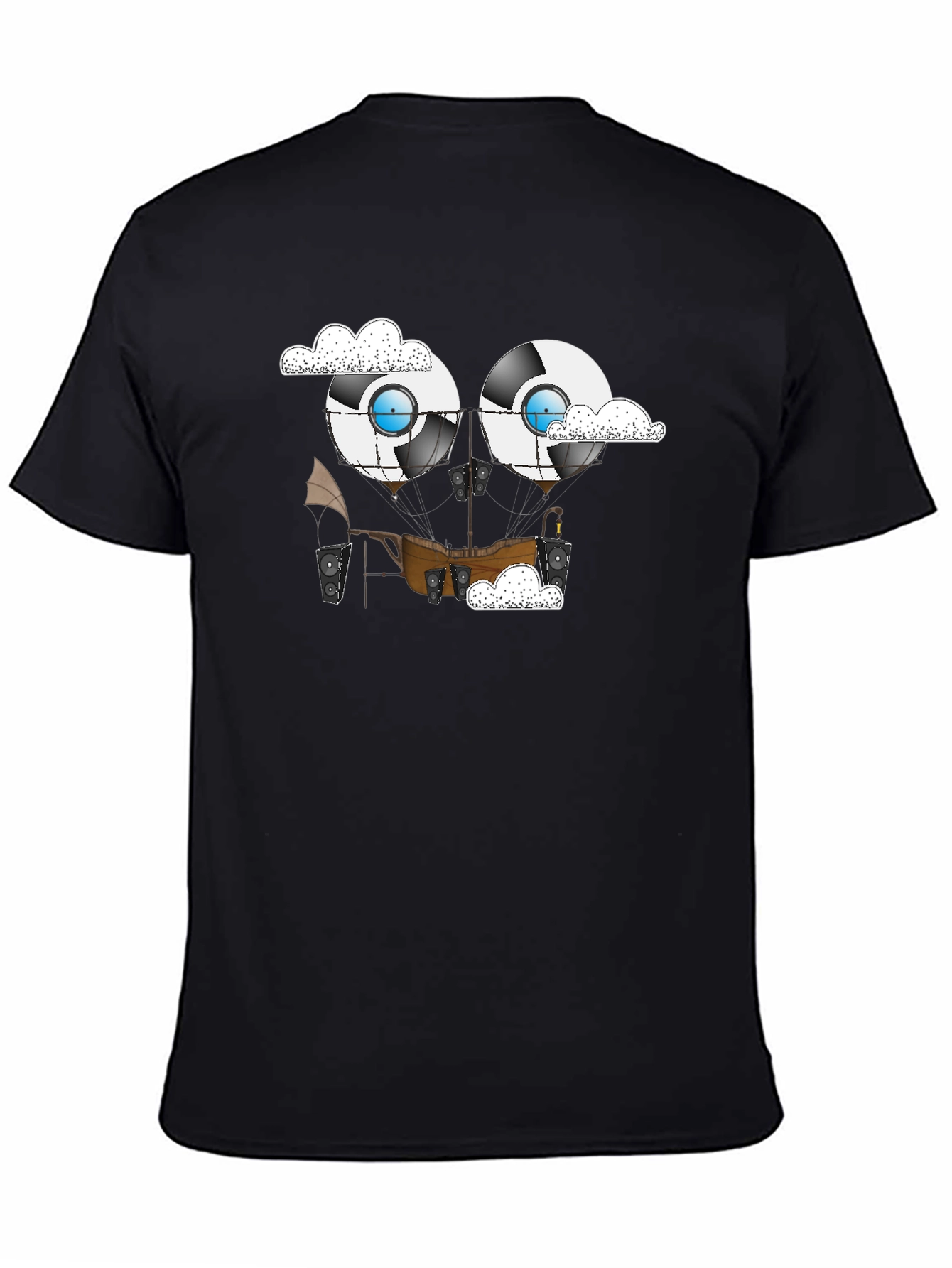 Black Black T-Shirt with Unique Airship Graphic view 4