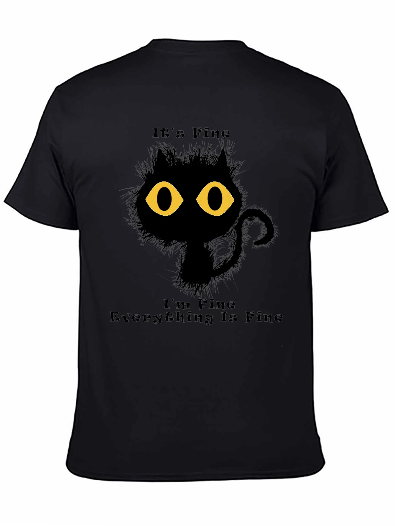 Black It's Fine Cat Graphic T-Shirt view 4