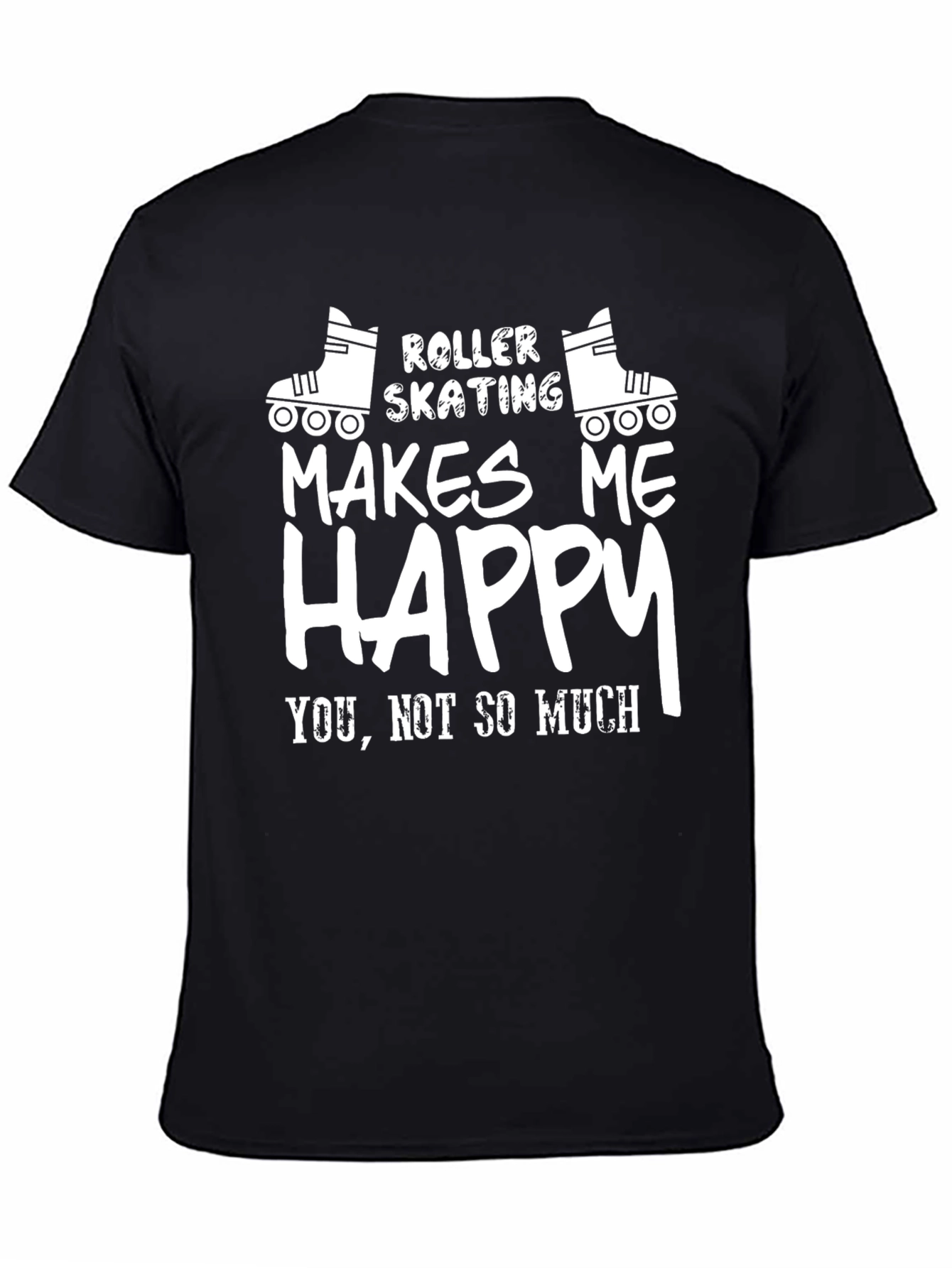Black Roller Skating Makes Me Happy Graphic T-Shirt view 4