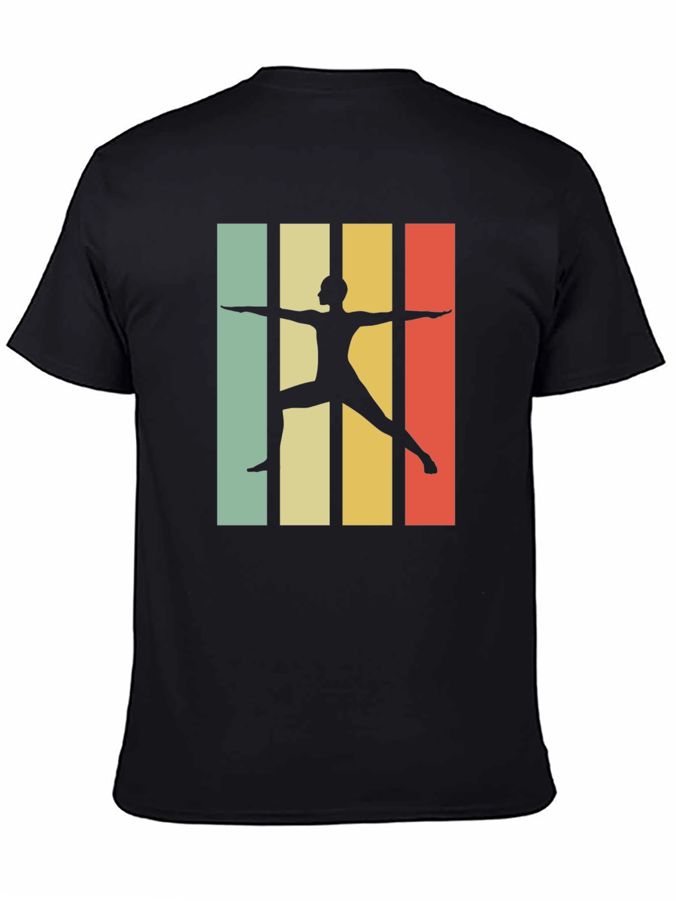 Black Retro Yoga Pose Graphic T-Shirt - Black view 4