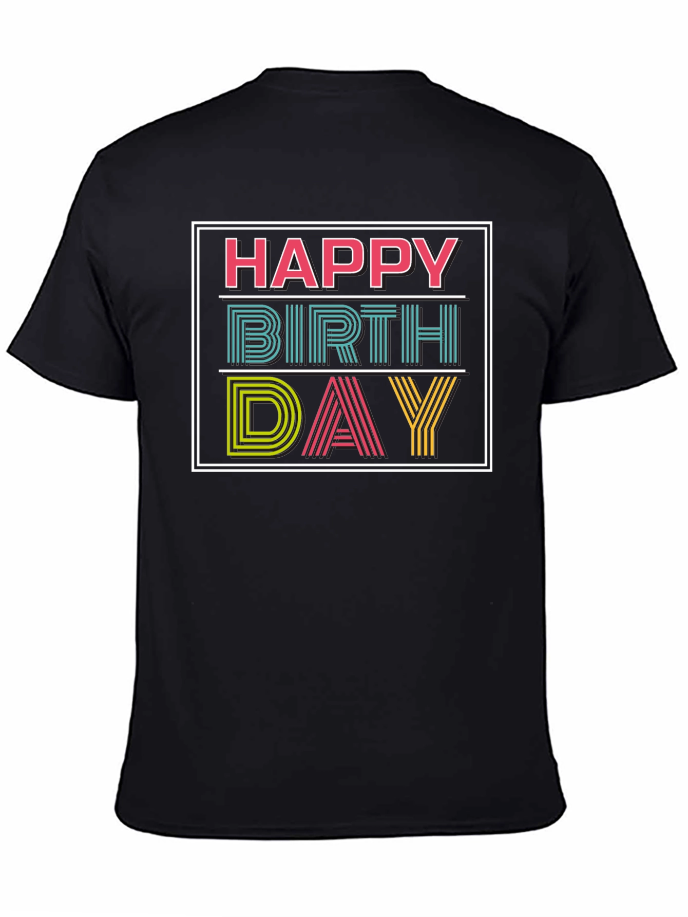 Black Happy Birthday Graphic Print Black T-Shirt view 4